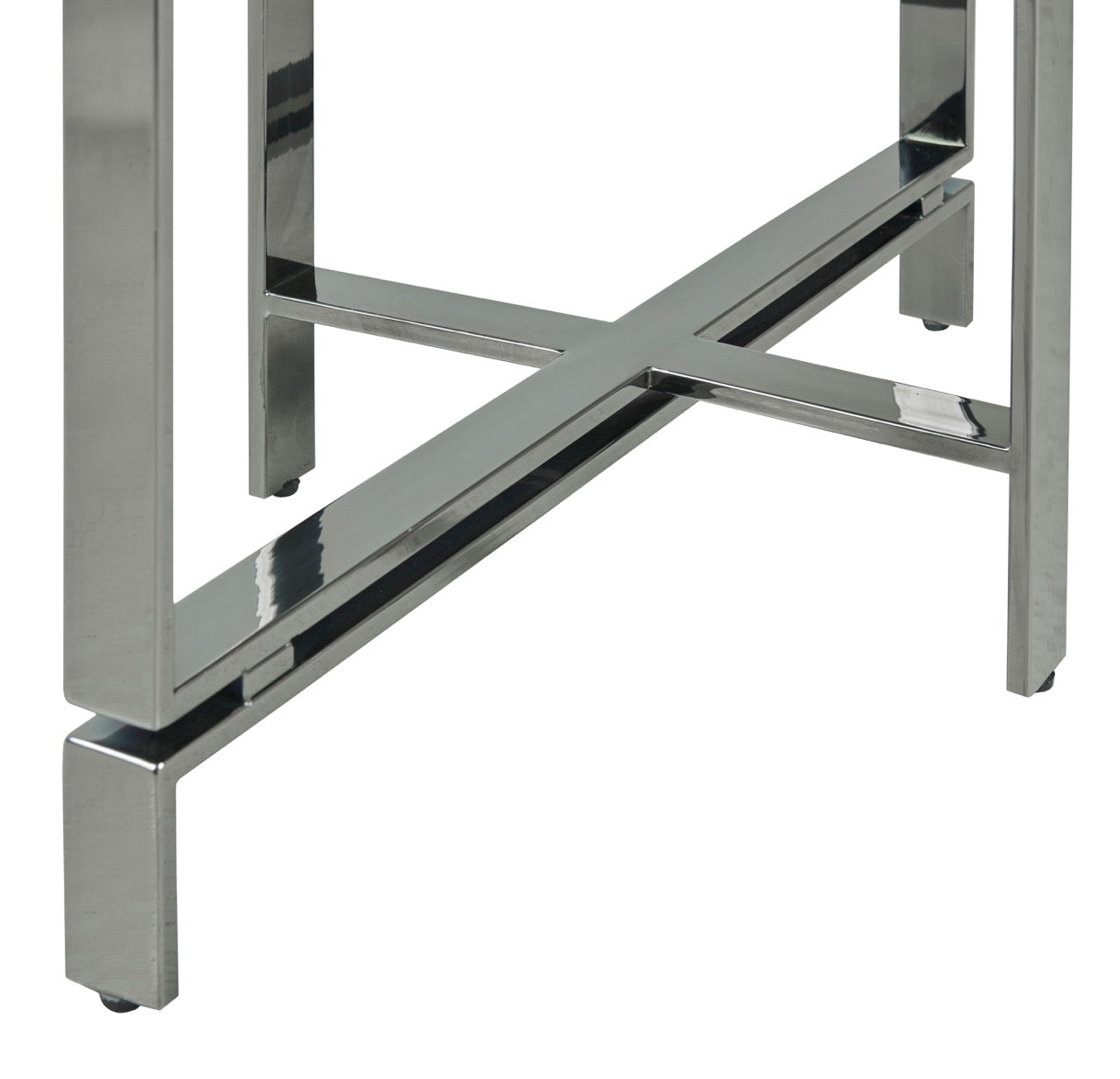 Libby Langdon Redfield End Table - Polished Nickel Stainless Steel with Black Stone Top