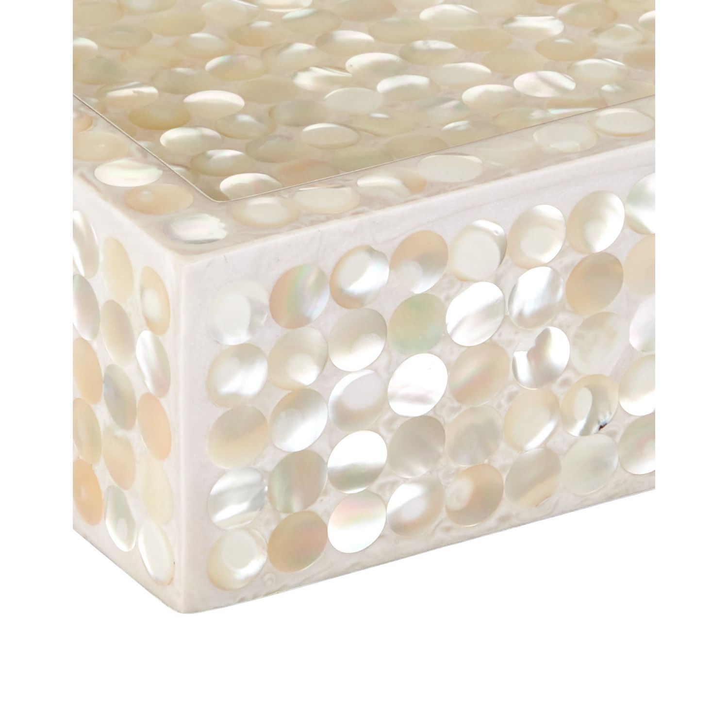 Alternate view of Gerri Dot Mother of Pearl Tray Set of 2 in ivory and cream.