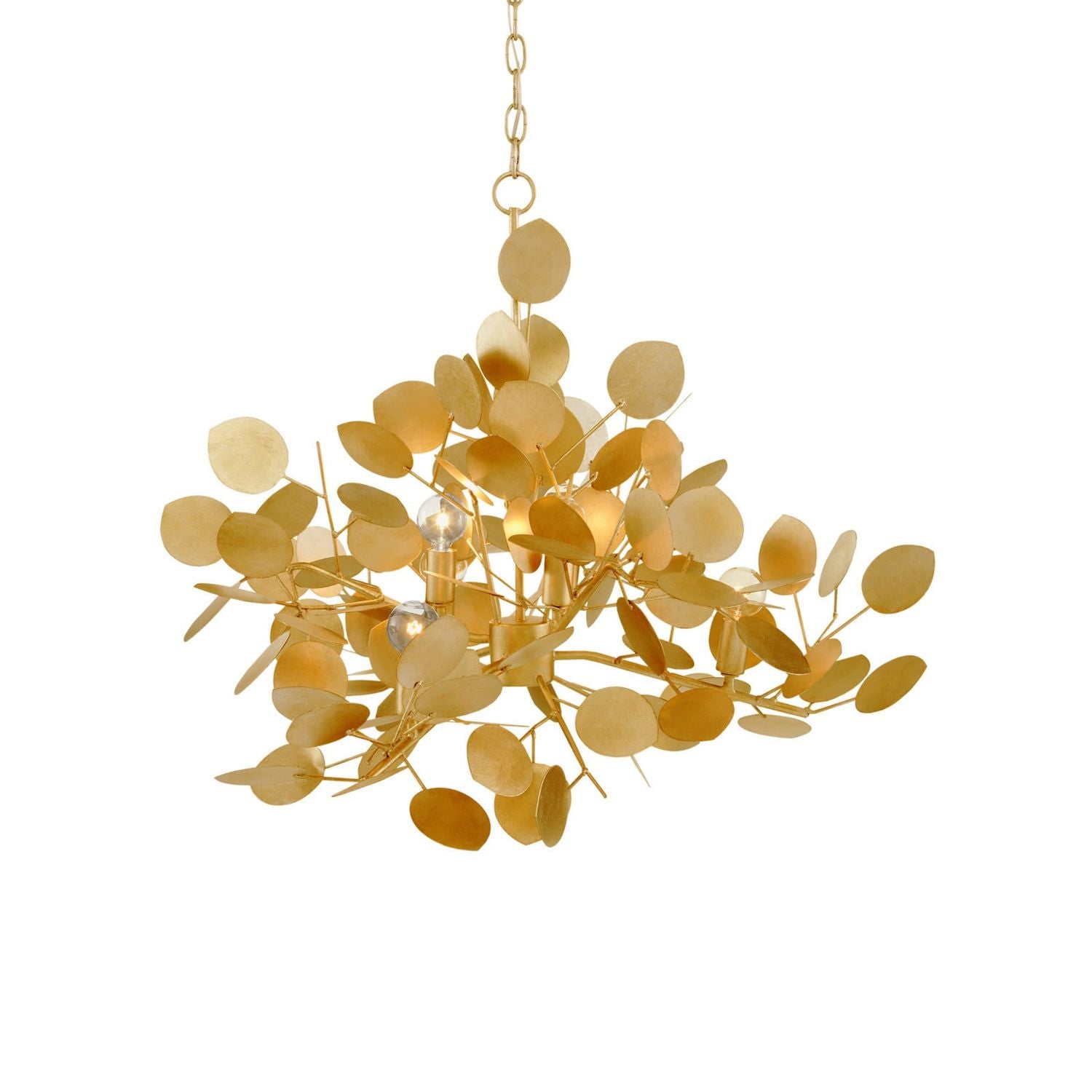 Alternate view of Lunaria Large Gold Chandelier in gold and warm gold.