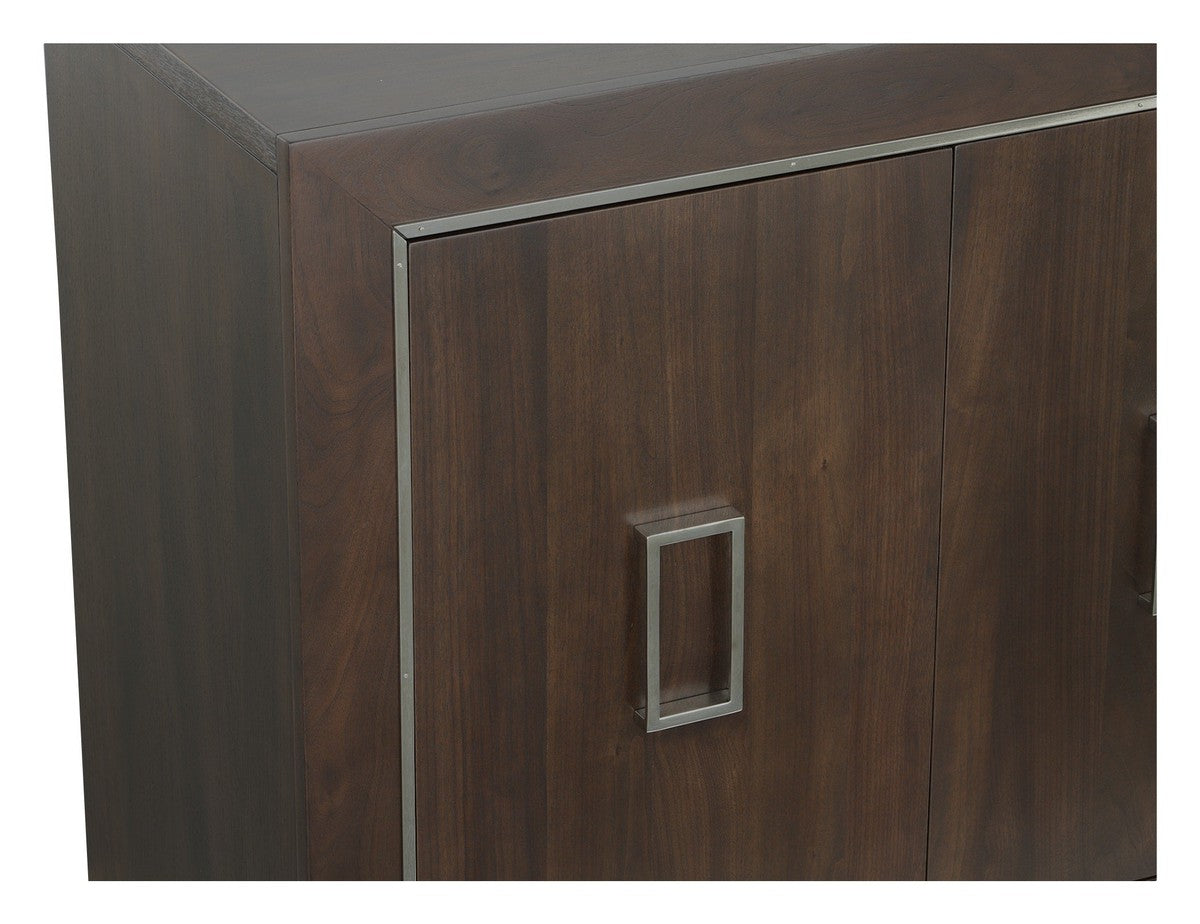 Libby Langdon Merritt Credenza - Smoked Stone - Stainless Steel, Walnut Solids and Veneers