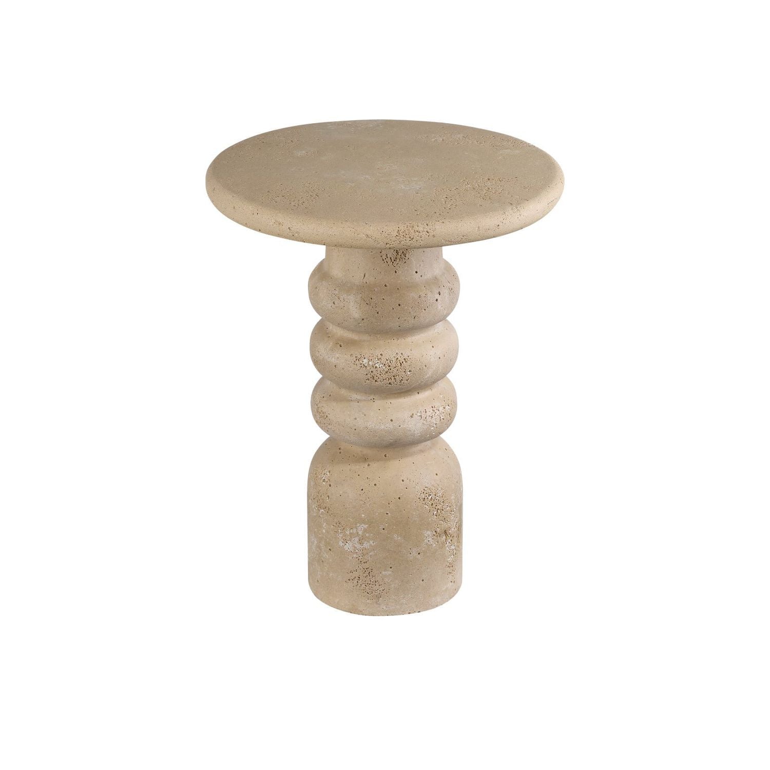 Additional view of Rocco Accent Table in beige and warm taupe.
