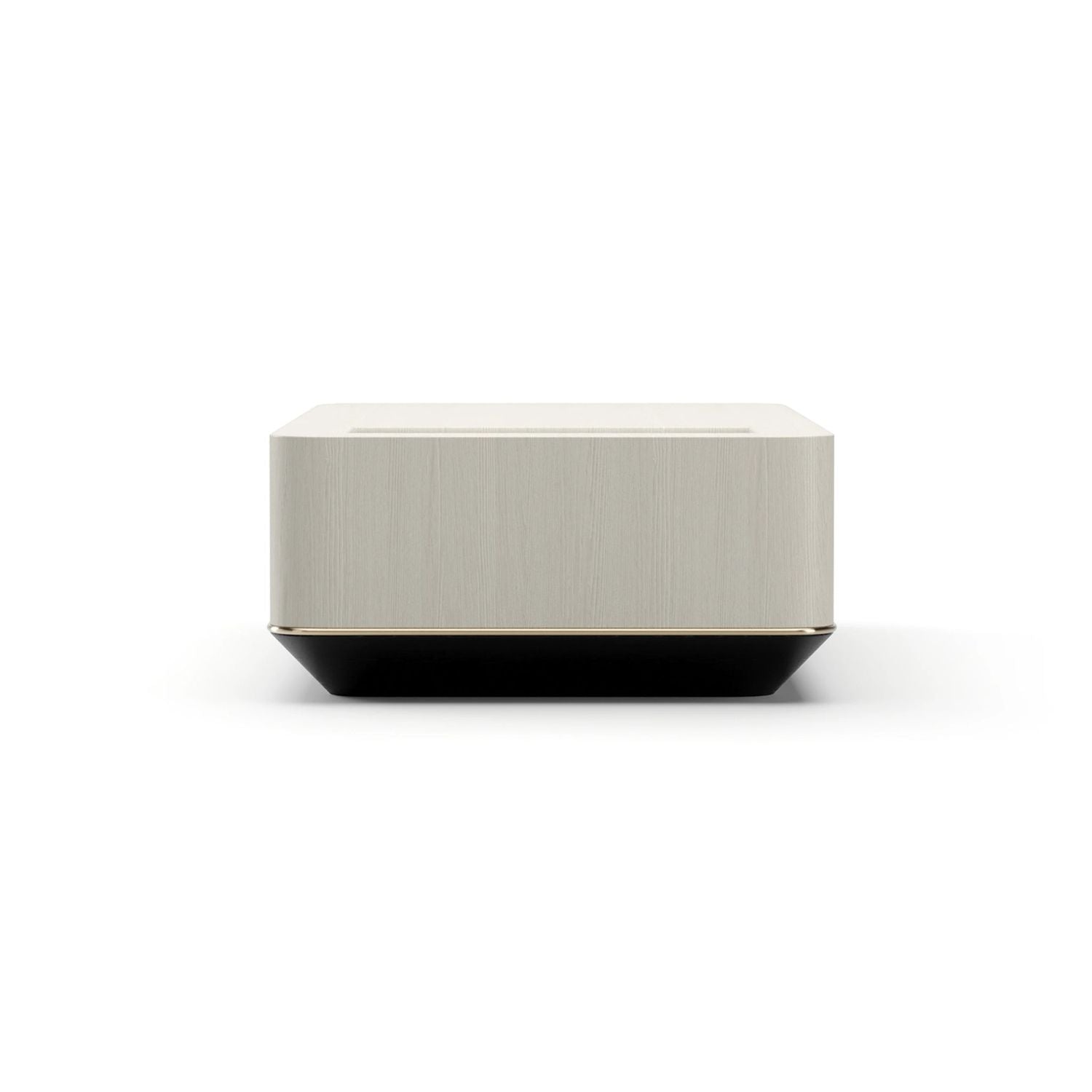Additional view of Madera Plinth Cocktail Table in light beige and black, featuring matte finish and integrated stone insert.