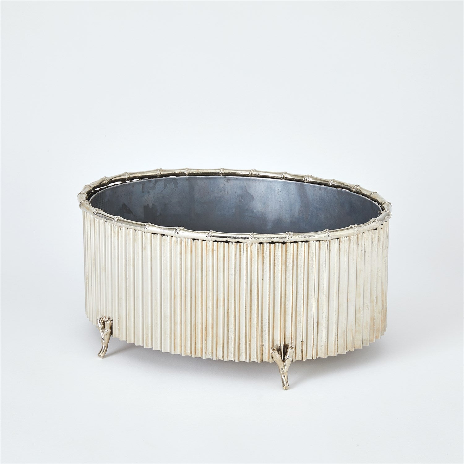 Corrugated Bamboo Cachepot-Global Views-GVSA-9.91951-PlantersMedium-Nickel-5-France and Son