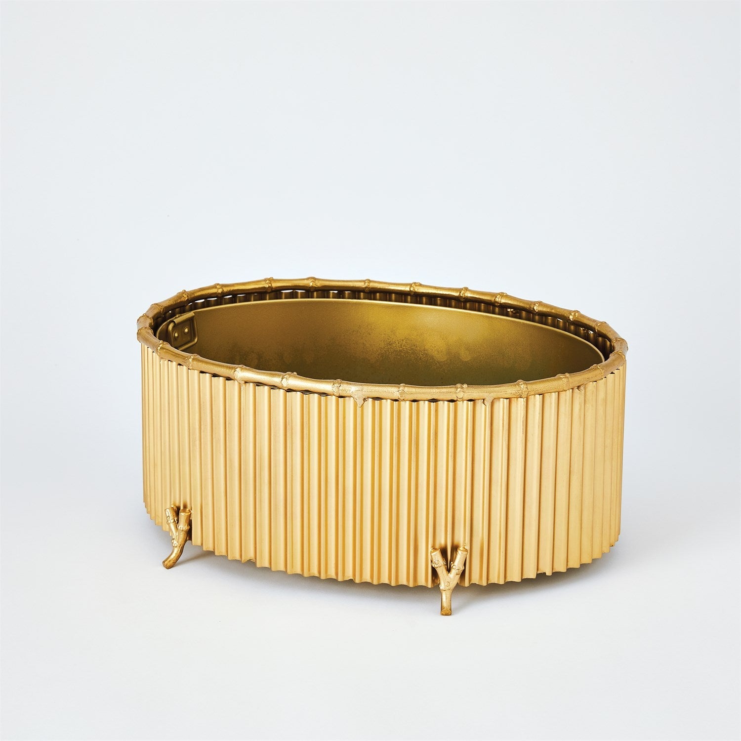 Corrugated Bamboo Cachepot-Global Views-GVSA-9.91954-PlantersMedium-Brass-6-France and Son