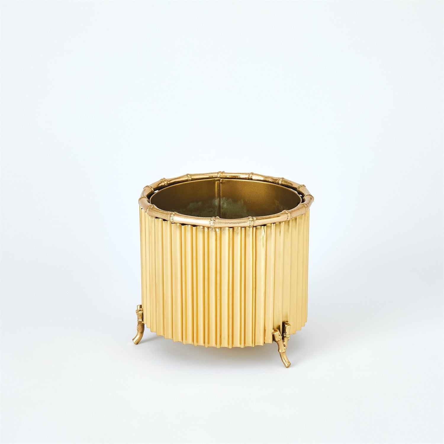 Corrugated Bamboo Cachepot-Global Views-GVSA-9.91955-PlantersSmall-Brass-8-France and Son