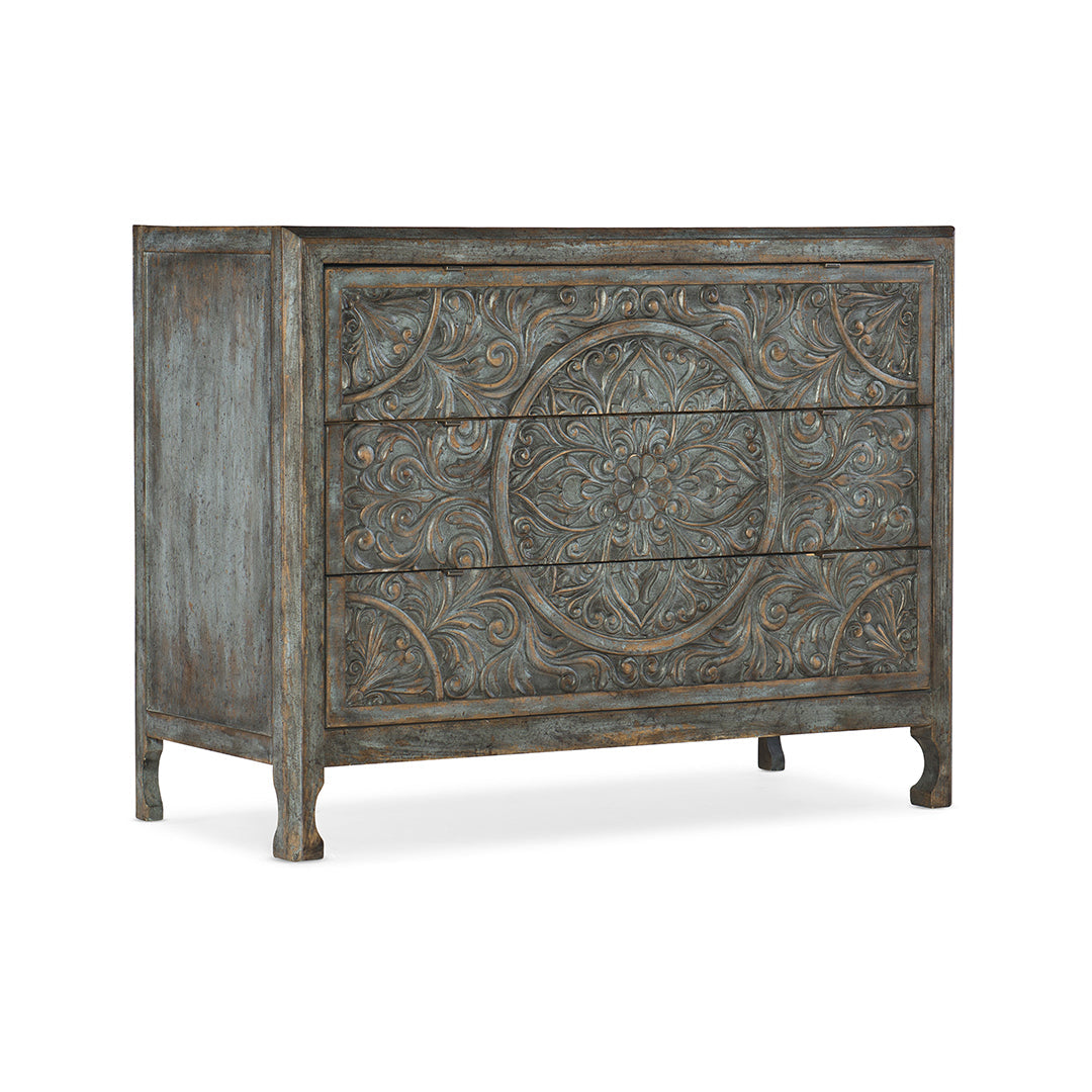 La Grange Lockhart Three-Drawer Accent Chest-Hooker-HOOKER-6960-50007-45-DressersBlue Bonnet-1-France and Son