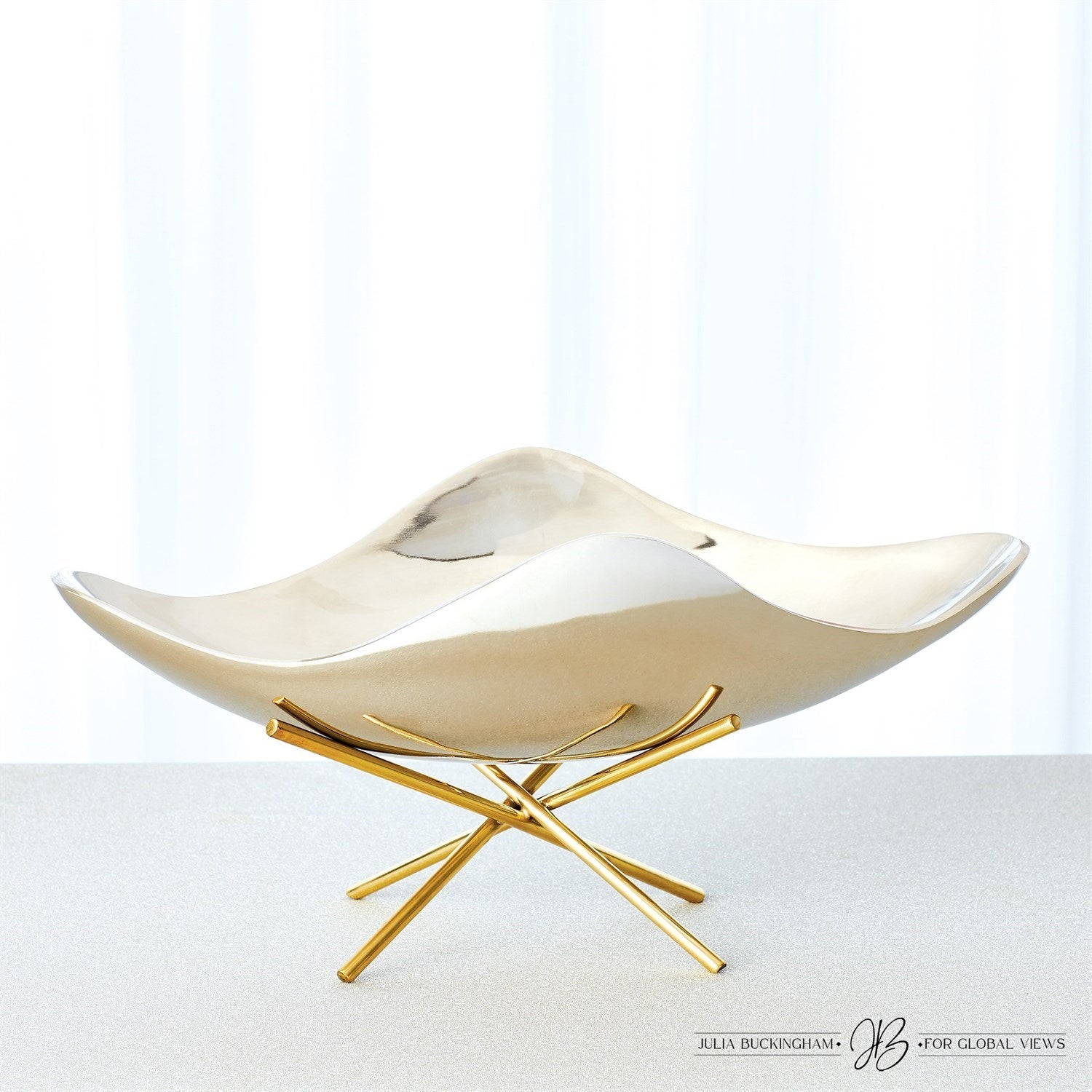 Thistle Decorative Bowl With Brass Stand-Global Views-GVSA-JB9.90131-Bowls-2-France and Son