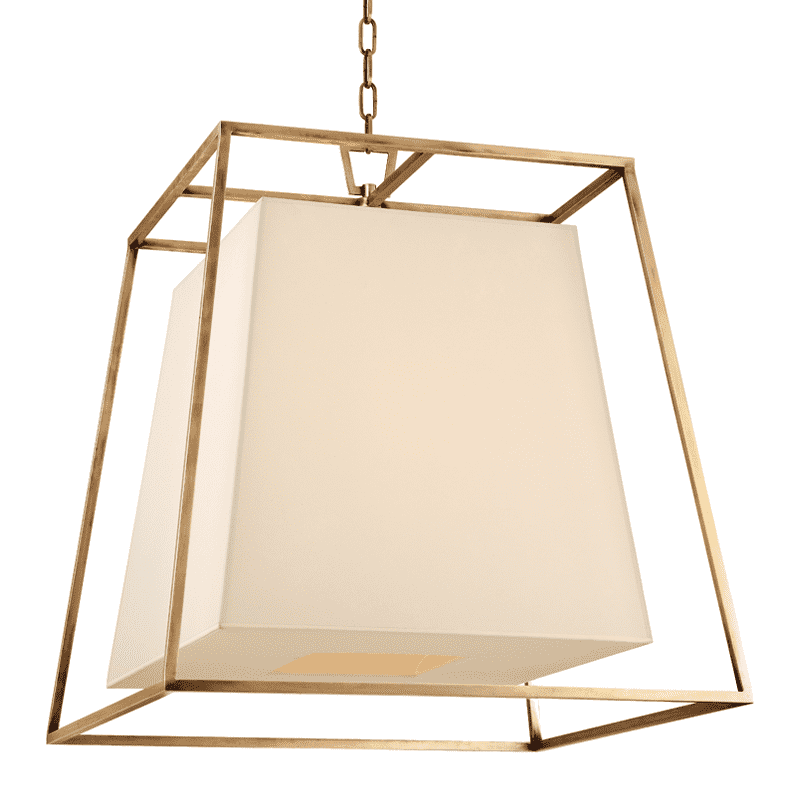 Kyle 6 Light Chandelier-Hudson Valley-HVL-6924-AGB-WS-PendantsAged Brass With White Shade-4-France and Son