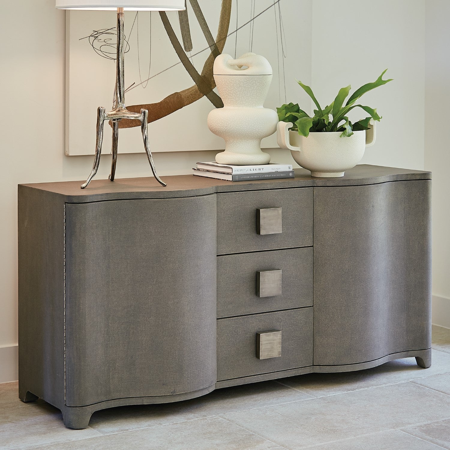 Toile Linen Credenza-Global Views-GVSA-7.20157-Sideboards & CredenzasGrey-2-France and Son