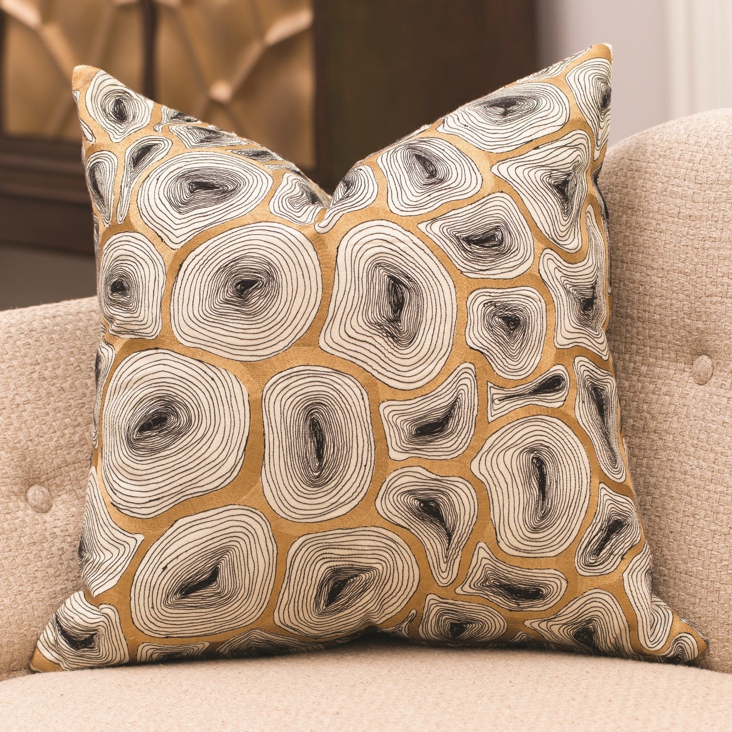 Agate Pillow - Black/Gold-Global Views-GVSA-7.90600-Pillows-2-France and Son