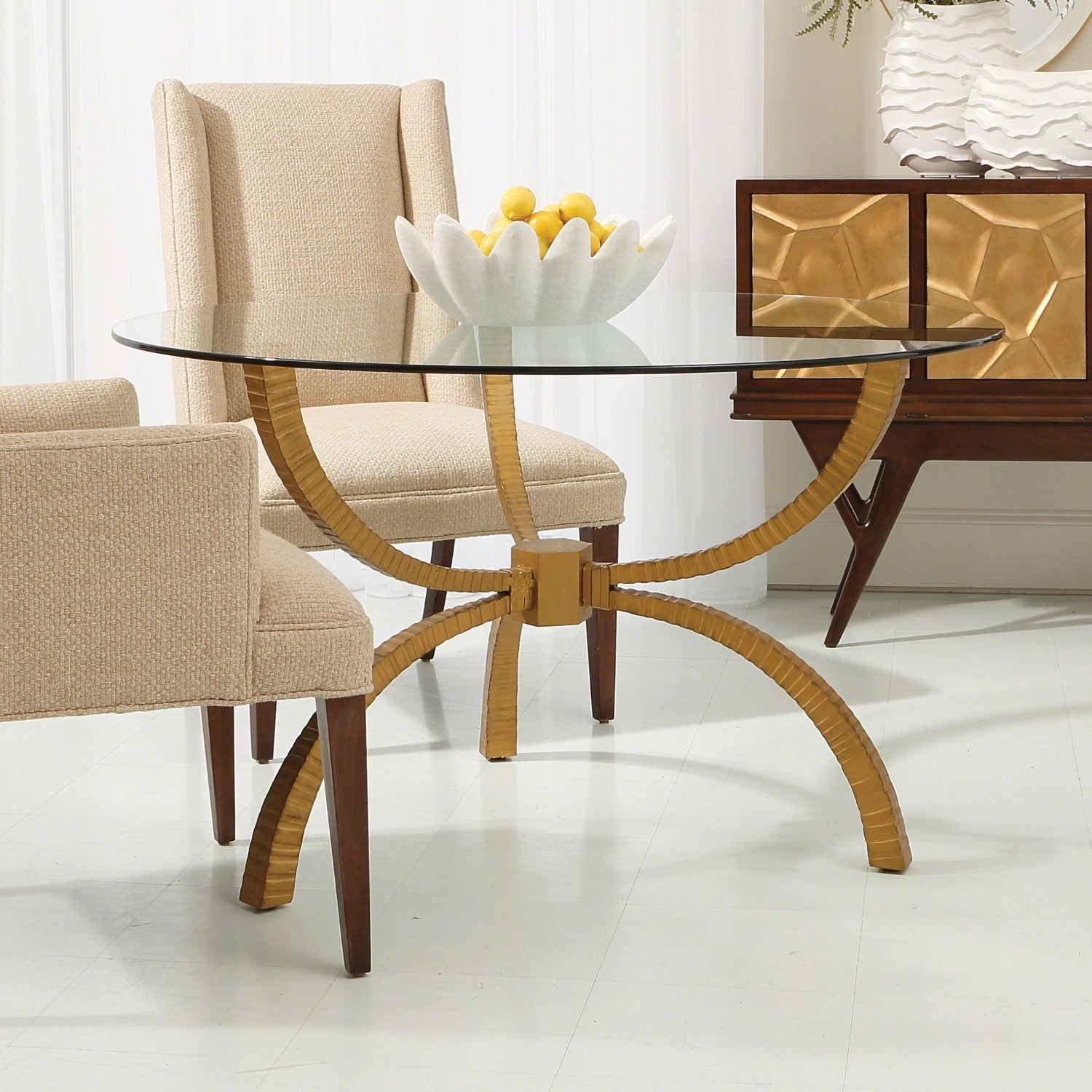 Teton Table-Global Views-GVSA-7.90650-Dining Tables60"-Gold-3-France and Son