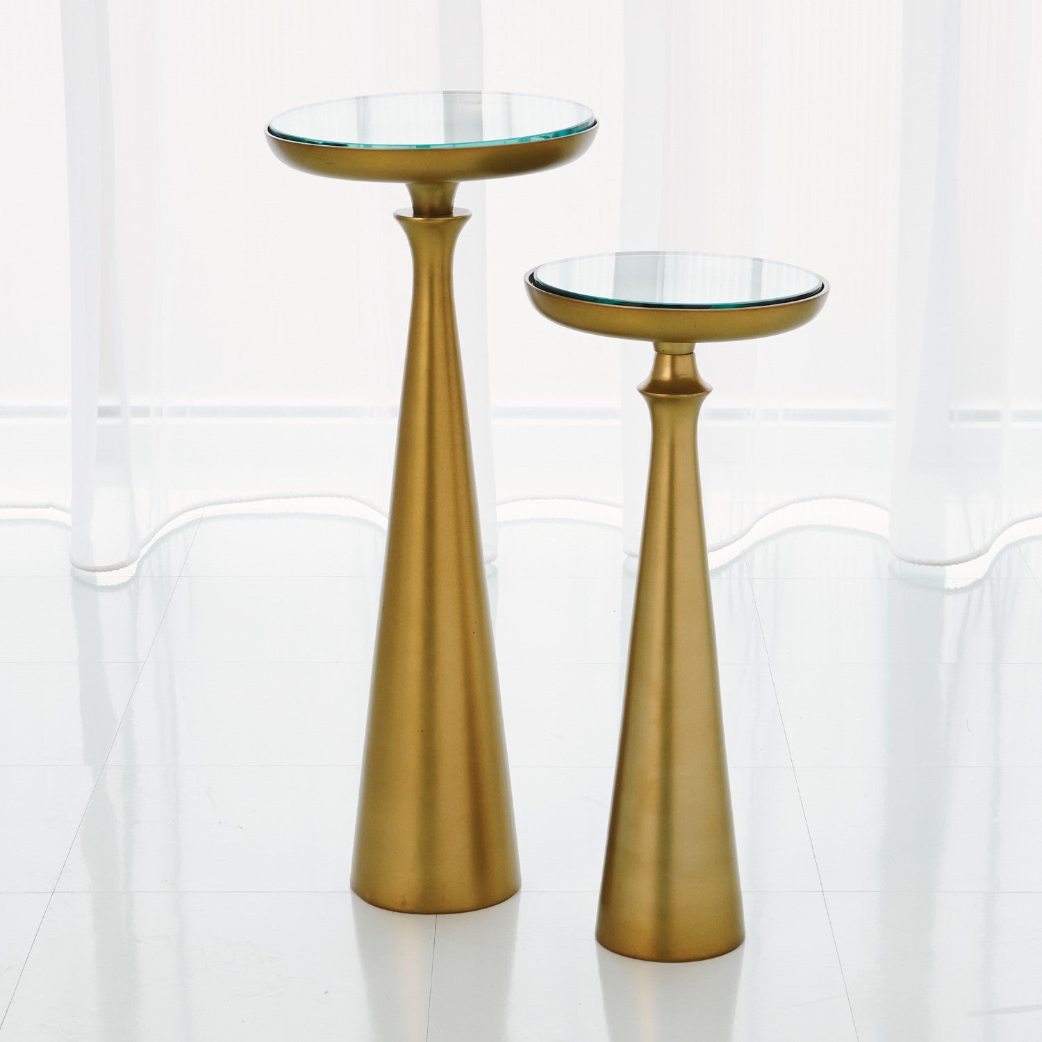 Minaret Accent Table-Global Views-GVSA-7.90768-Side TablesLarge-Satin Nickel-5-France and Son