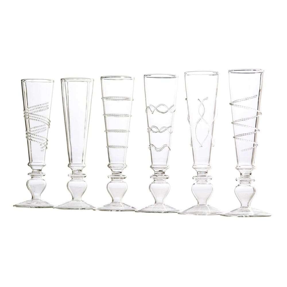 Footed Razzle Dazzle Champagne Flutes, Set of 6-ABIGAILS-ABIGAILS-710451-Decorative ObjectsWith Clear Accents-3-France and Son