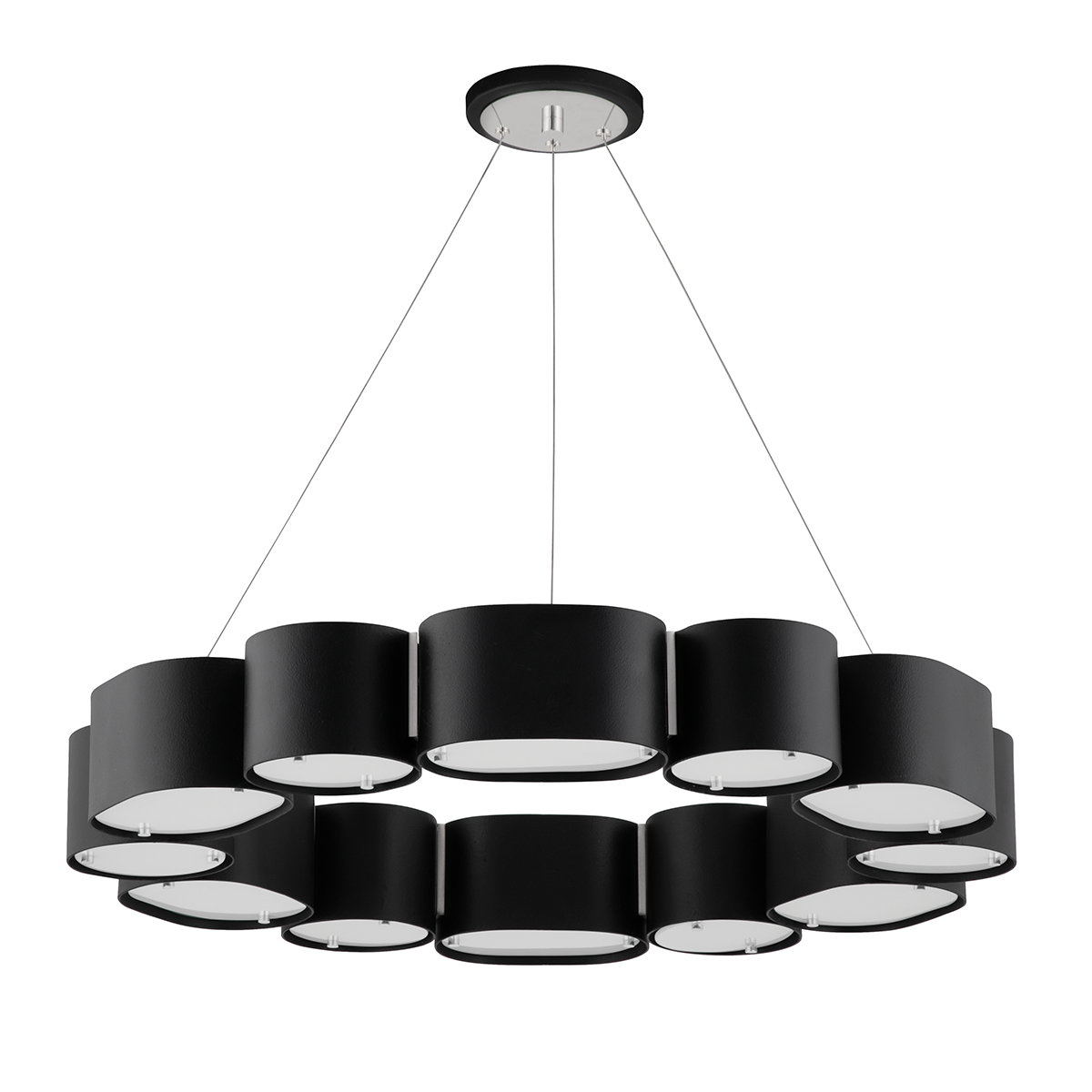 Opal 12 Light Chandelier-Corbett Lighting-CORBETT-393-30-SBK/SS-ChandeliersSoft Black With Stainless Steel-1-France and Son