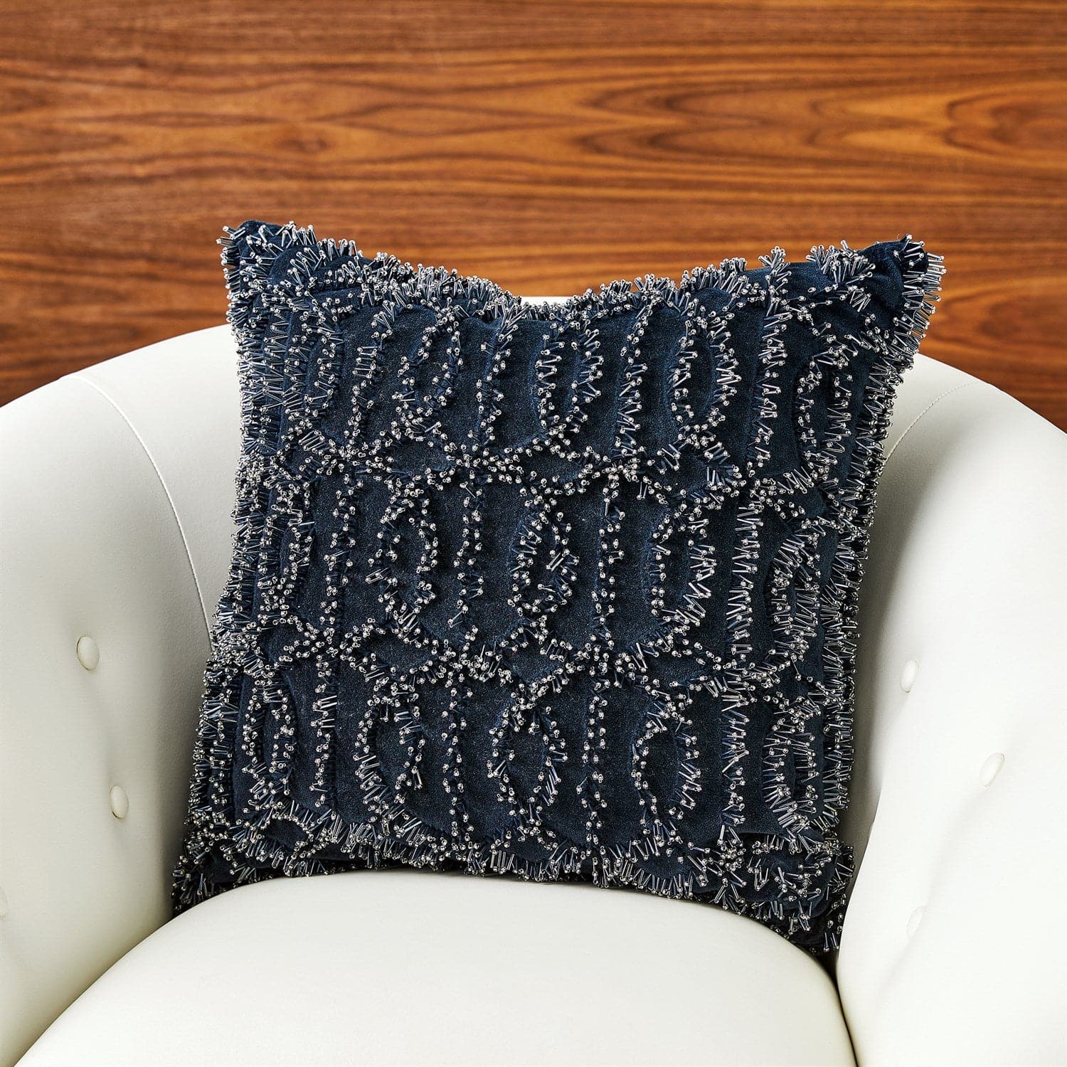 Circles Beaded Pillow - Indigo-Global Views-GVSA-9.93820-Pillows-2-France and Son