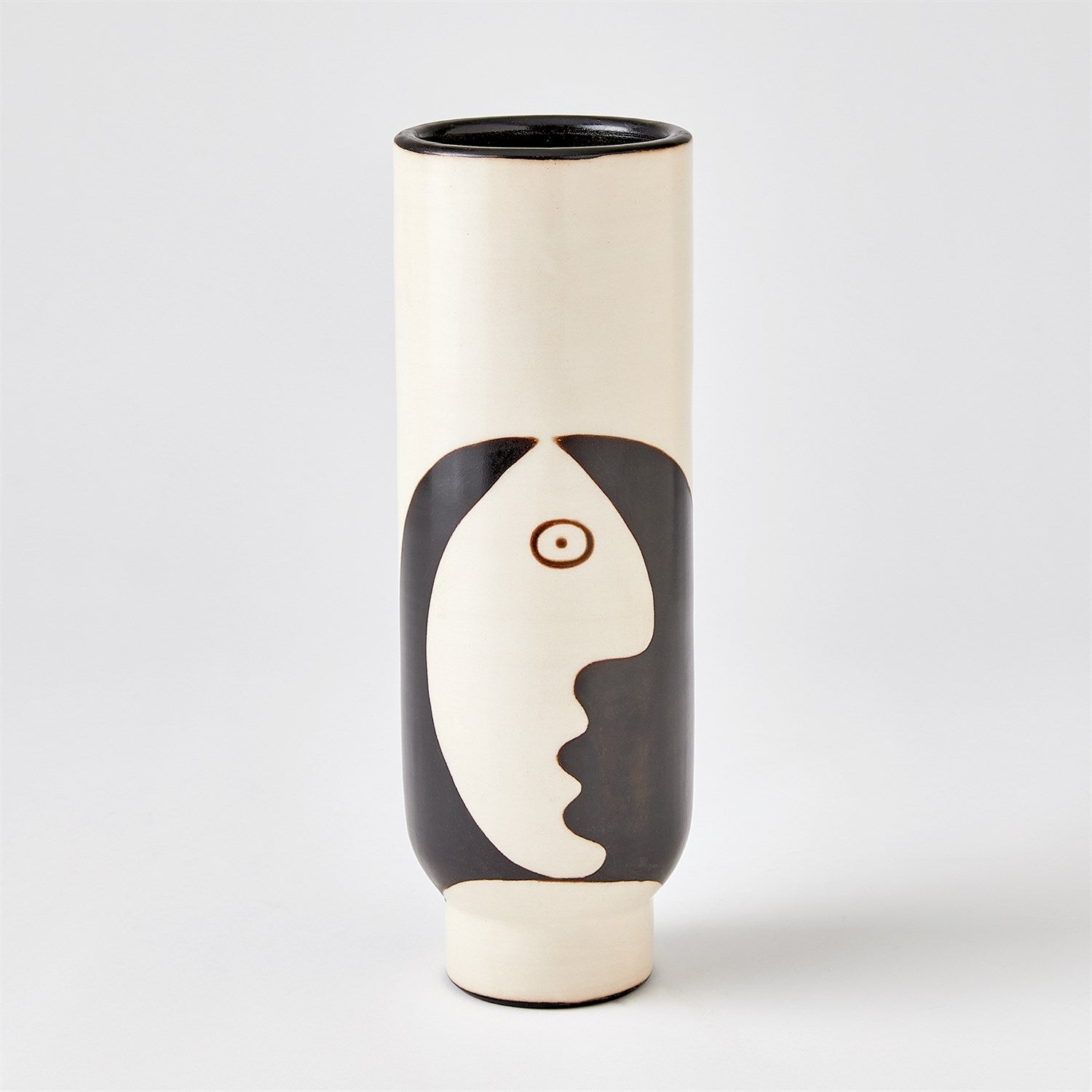 Hombra Vase and Simple Face Vases-Global Views-GVSA-7.20251-VasesSimple Face Vase-Natural w/Black Design-4-France and Son