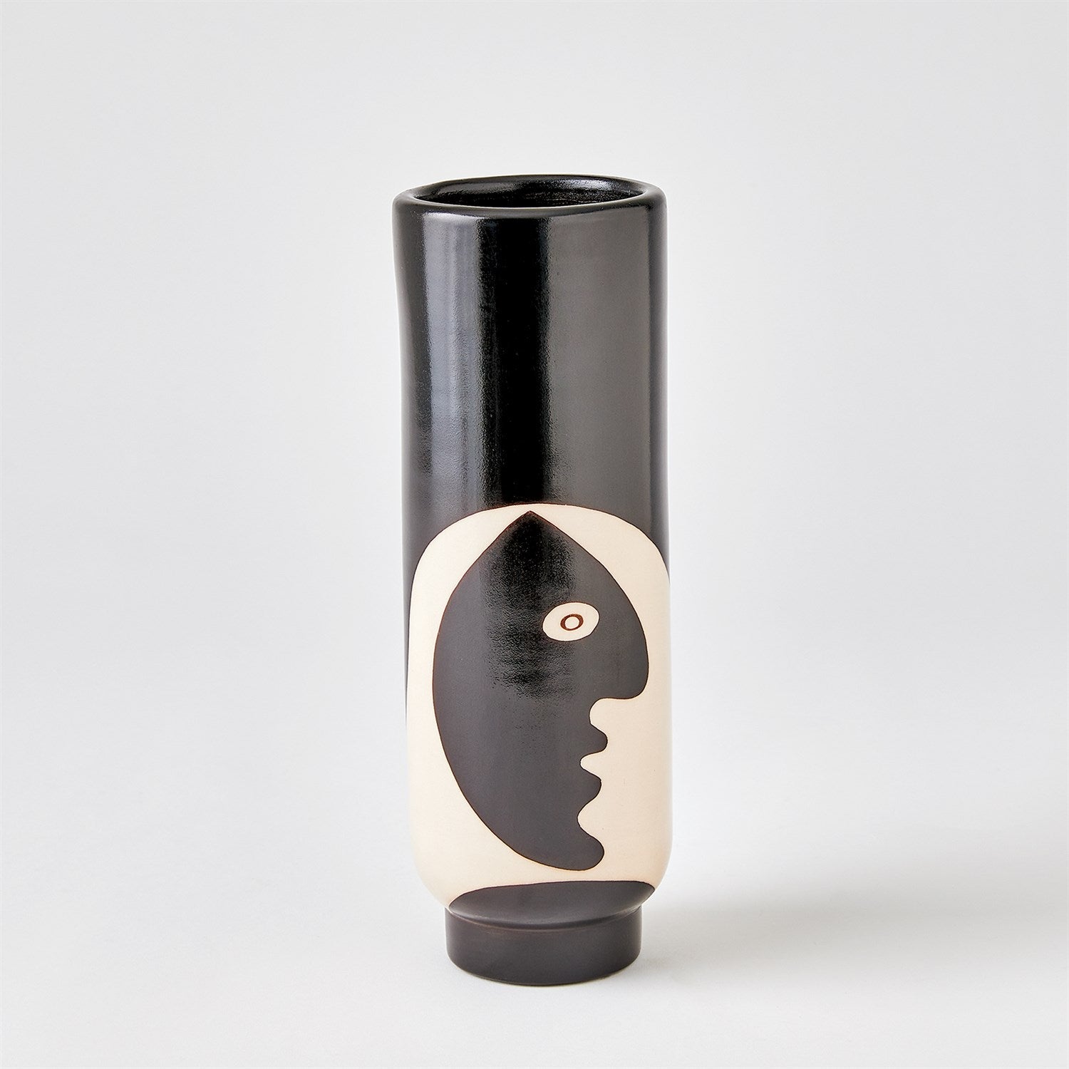 Hombra Vase and Simple Face Vases-Global Views-GVSA-7.20253-VasesSimple Face Vase-Black w/Natural Design-5-France and Son