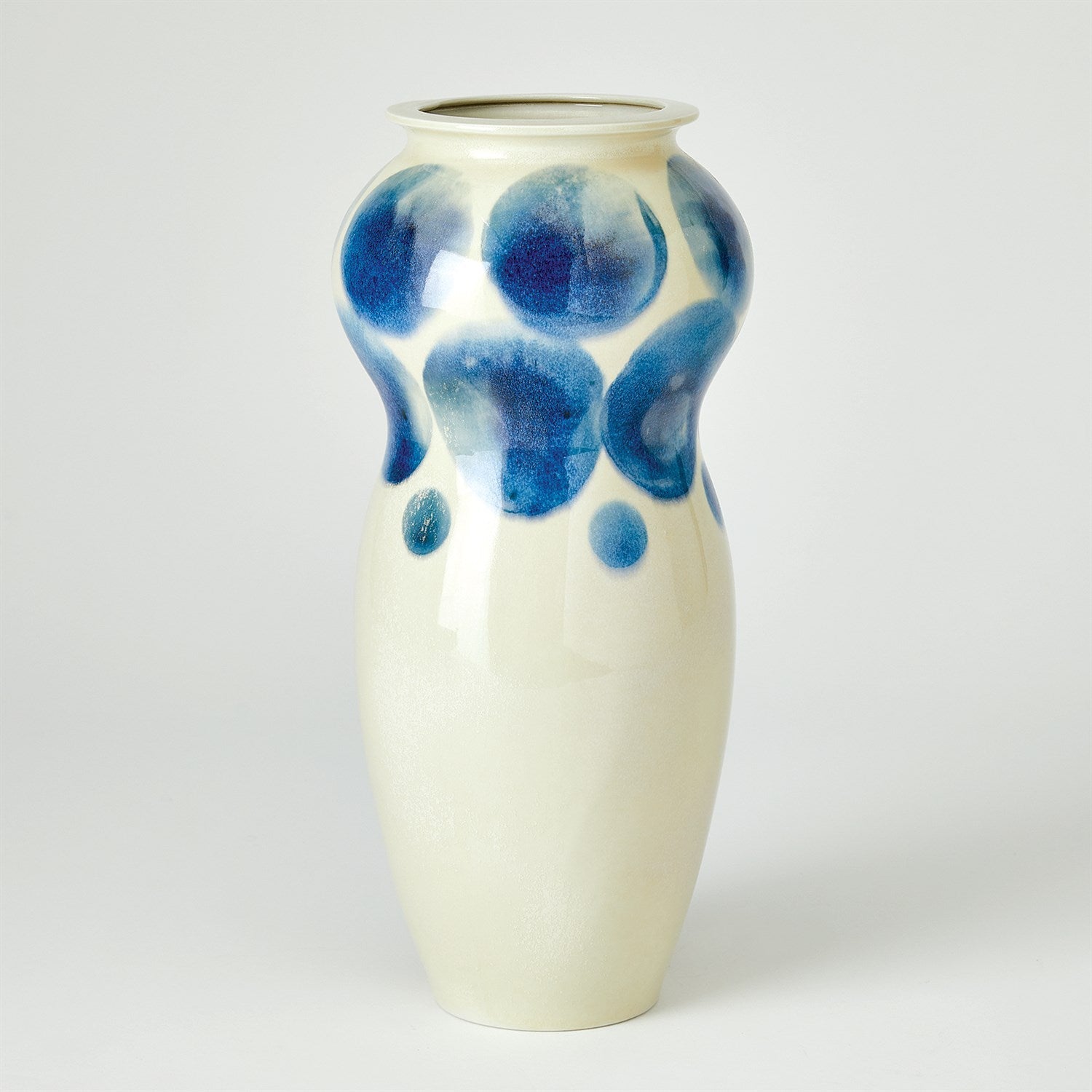 Spots Vase & Bowl-Global Views-GVSA-7.10586-DecorVase-White w/Blue Spots-3-France and Son