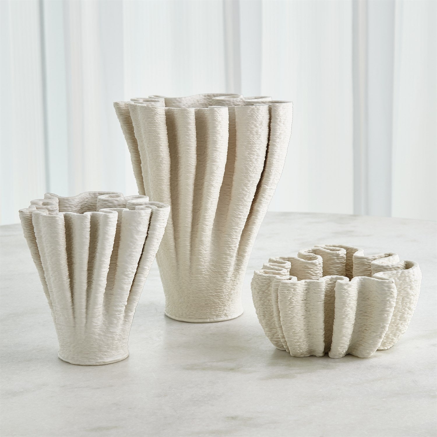 Ripple Printed Vase-Matte White-Tall-Global Views-GVSA-7.10595-VasesTall-Matte White-2-France and Son