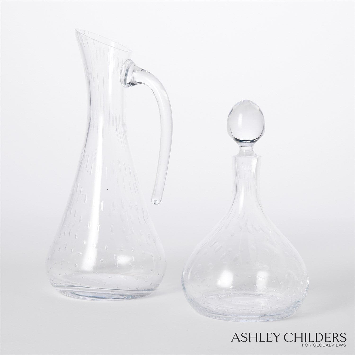 Hamish Decanter & Pitcher - Clear Seeded-Global Views-GVSA-ASH6.60042-DecorDecanter-2-France and Son