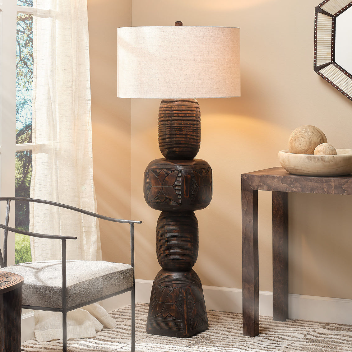 Totem Floor Lamp-Jamie Young-JAMIEYO-1TOTE-FLDK-Floor LampsBrown-2-France and Son