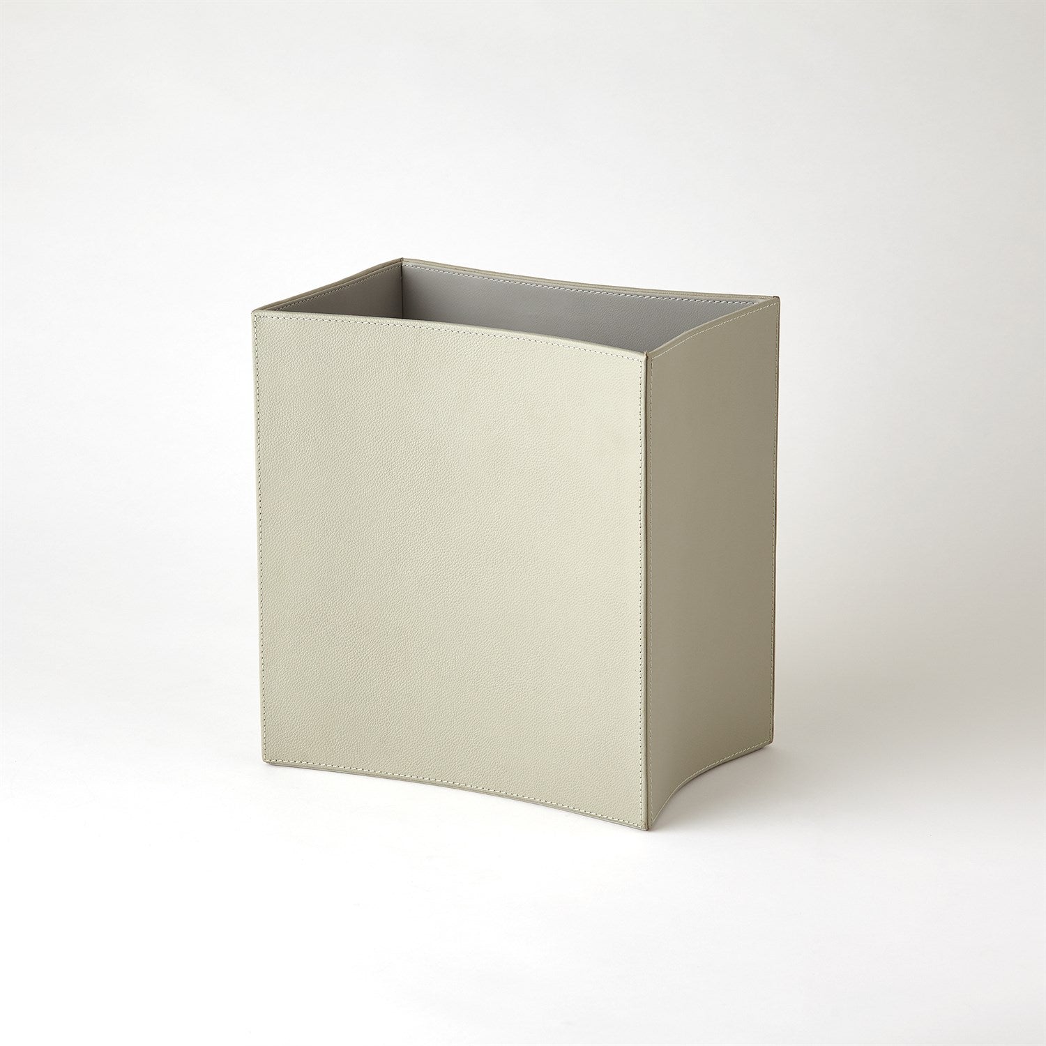 Folded Leather Wastebasket-Global Views-GVSA-9.92597-Baskets & Boxesivory-3-France and Son