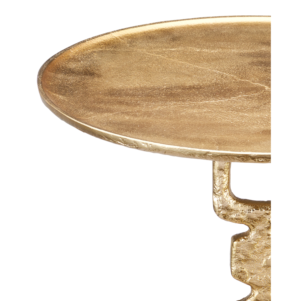 Alternate view of Jussi Drinks Table, featuring hammered finish, metal, and a compact round top.