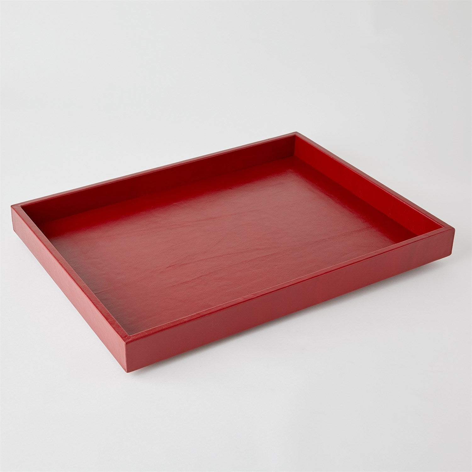 Deep Red Leather Tray-Global Views-GVSA-9.93841-Trays-1-France and Son