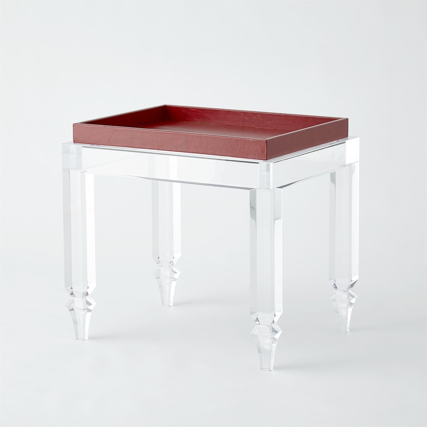 Acrylic Table-Global Views-GVSA-3.31788-Side TablesDeep Red Leather Tray-1-France and Son