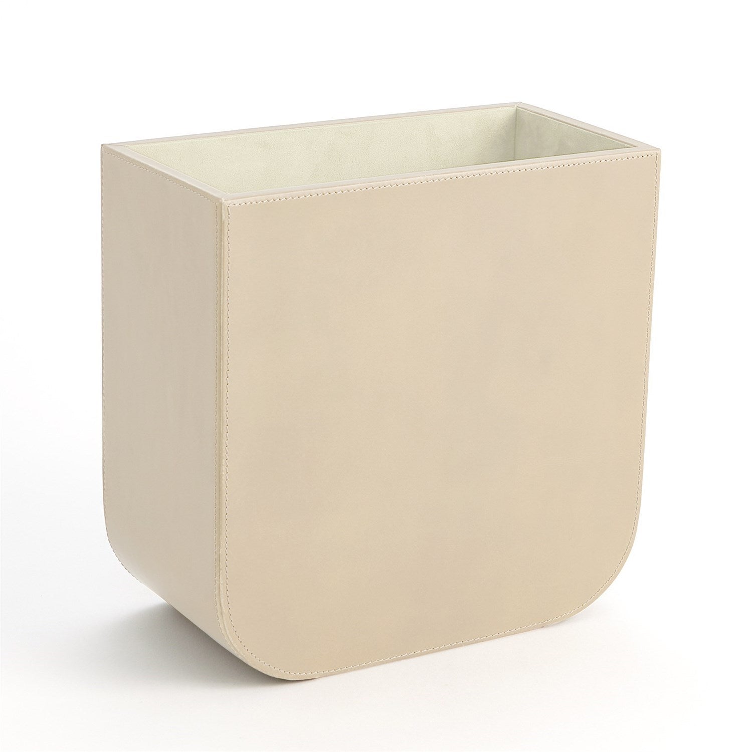 Radius Edge Leather Desk Collection-Global Views-GVSA-9.93790-Baskets & BoxesBeige-Wastebasket-6-France and Son