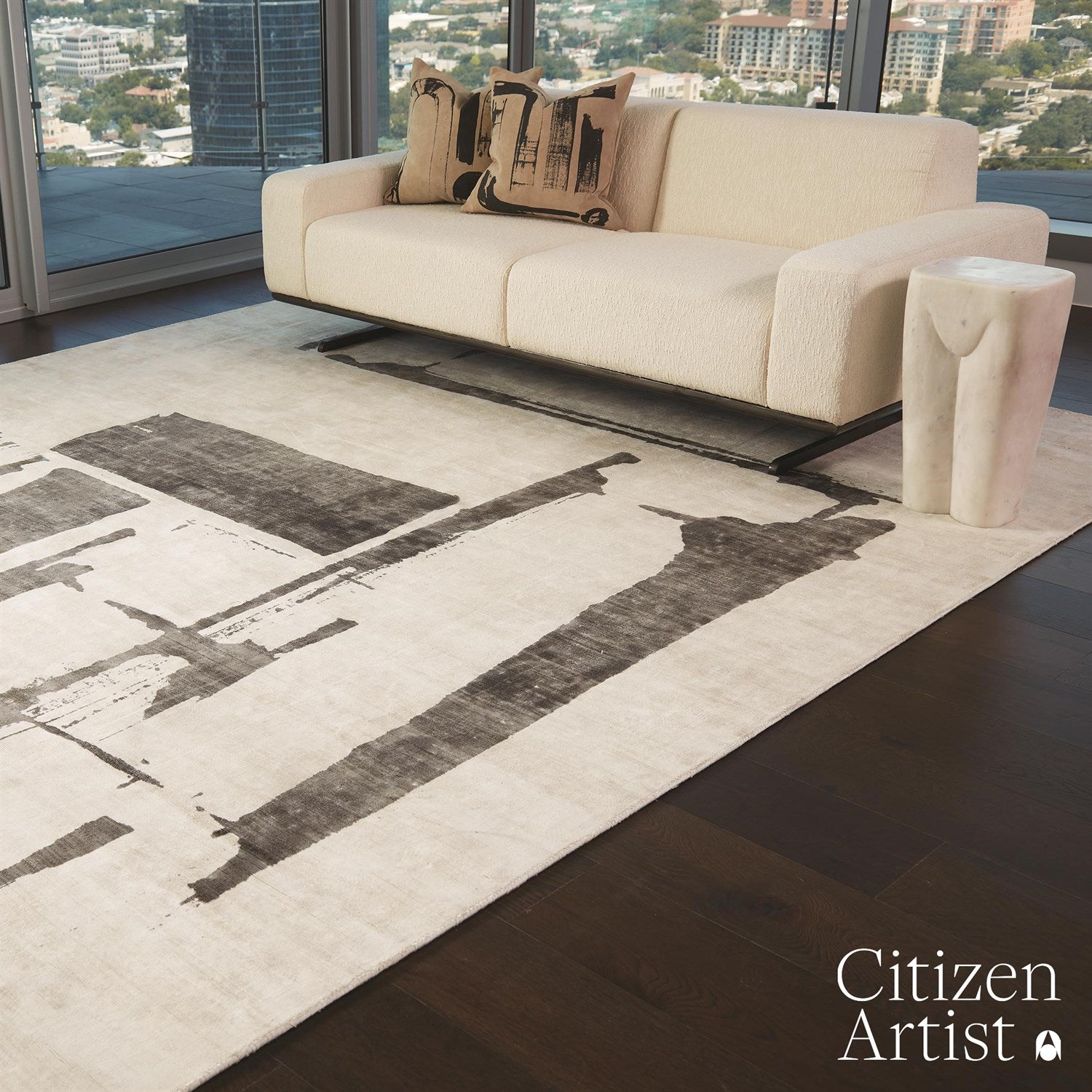 Edifice Rug-Cream/Charcoal-11' x 14'-Global Views-GVSA-FDS9.90061-Rugs-2-France and Son