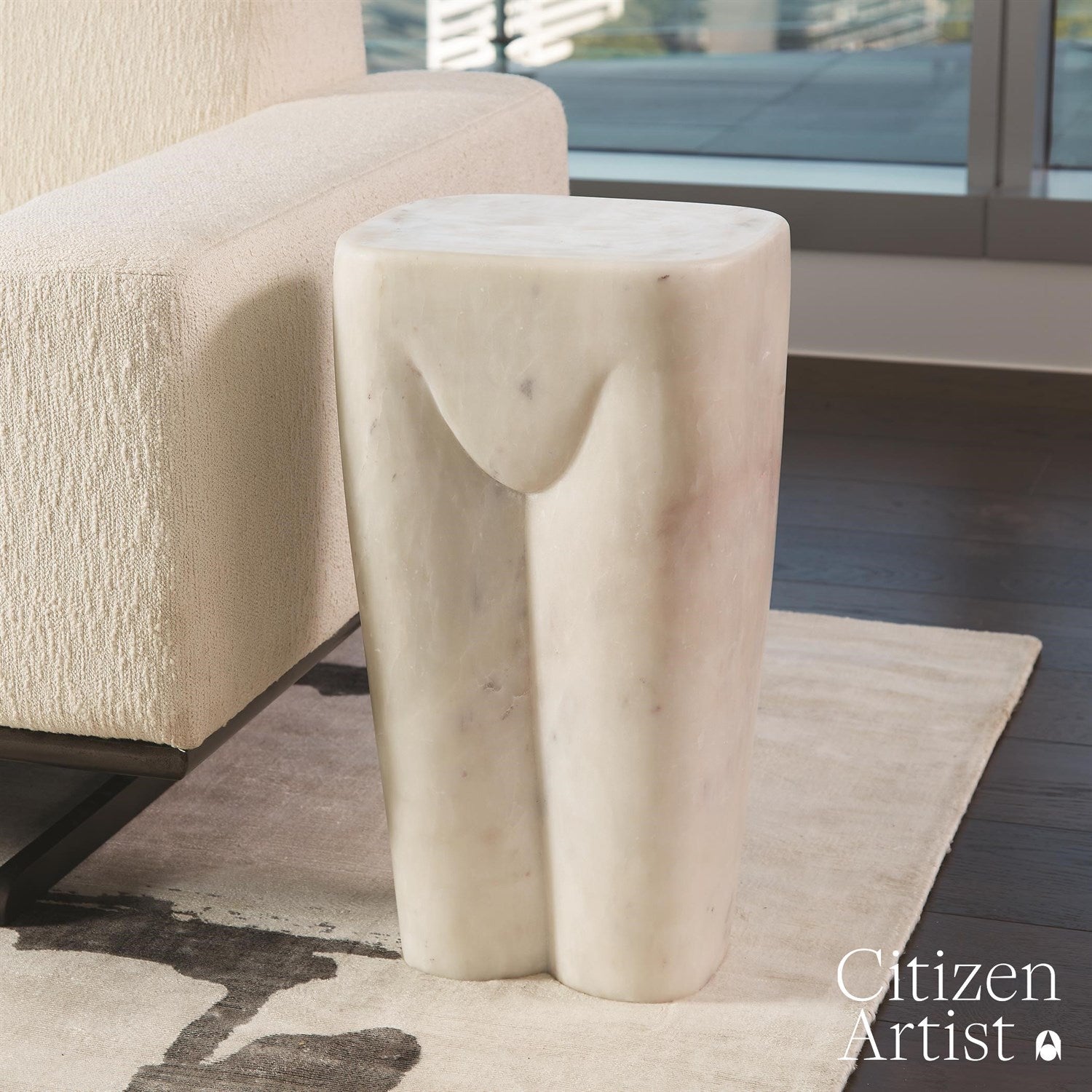 Femme Stool - White Marble-Global Views-GVSA-FDS9.90033-Stools & Ottomans-2-France and Son