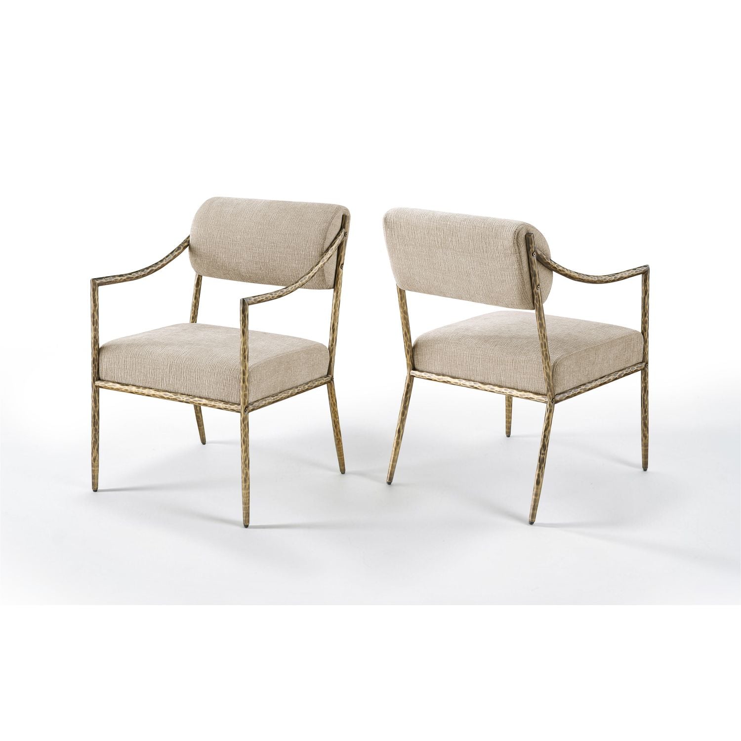 Bastille Beige Chenille Fabric Upholstered Dining Arm Chair