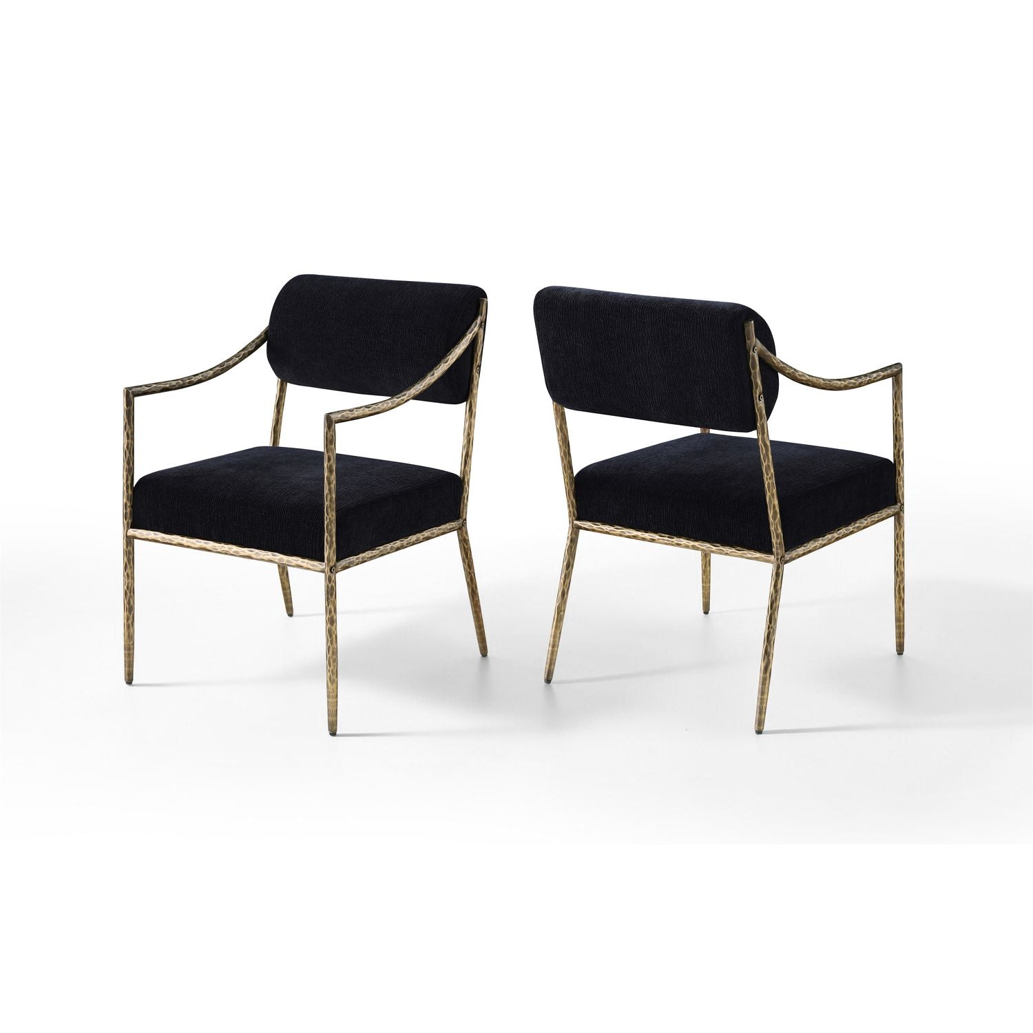 Bastille Black Chenille Fabric Upholstered Dining Arm Chair