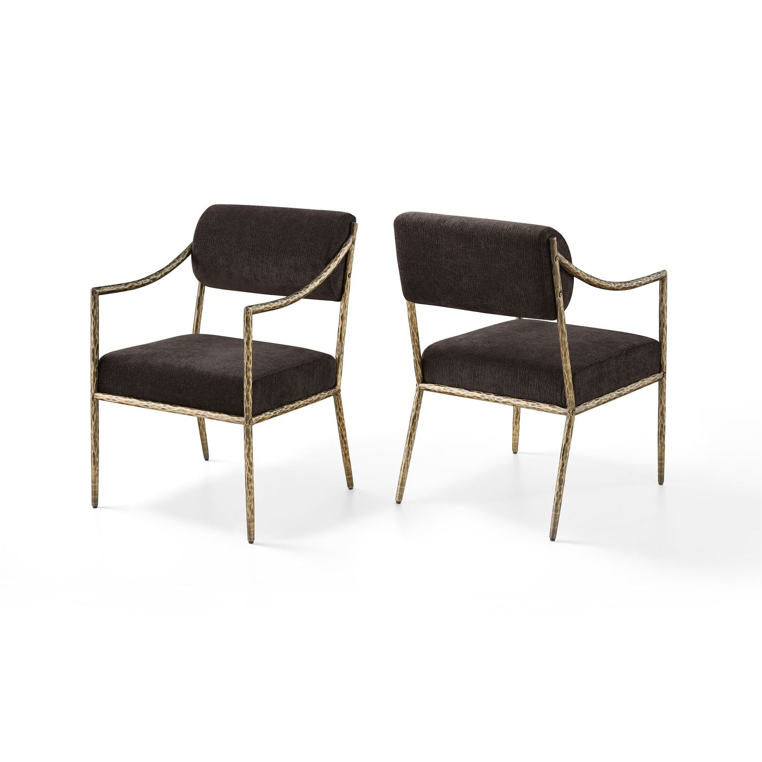 Bastille Brown Chenille Fabric Upholstered Dining Arm Chair