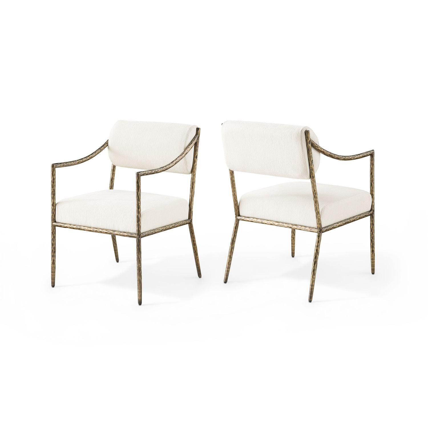 Bastille Cream Chenille Fabric Upholstered Dining Arm Chair