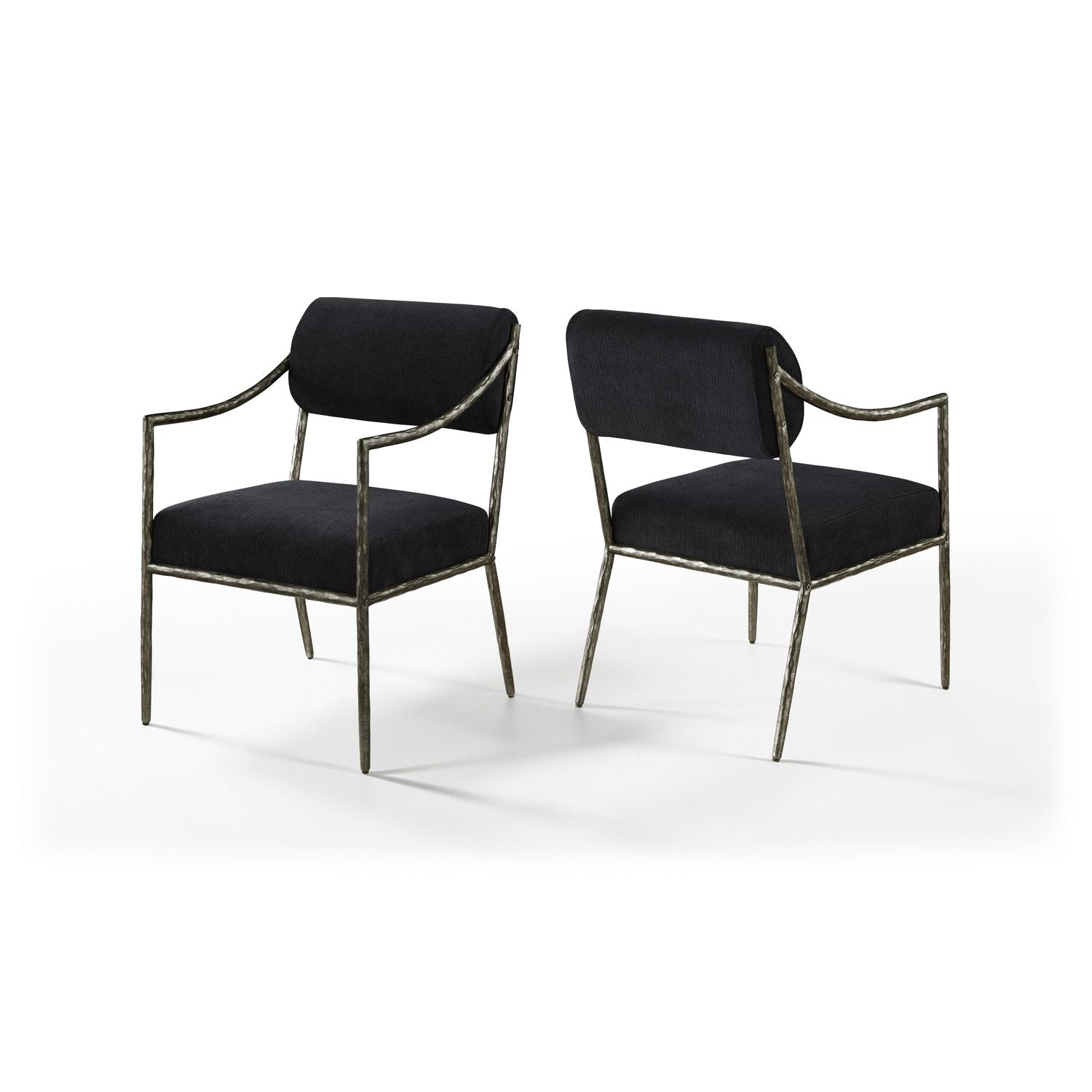 Bastille Black Chenille Fabric Upholstered Dining Arm Chair