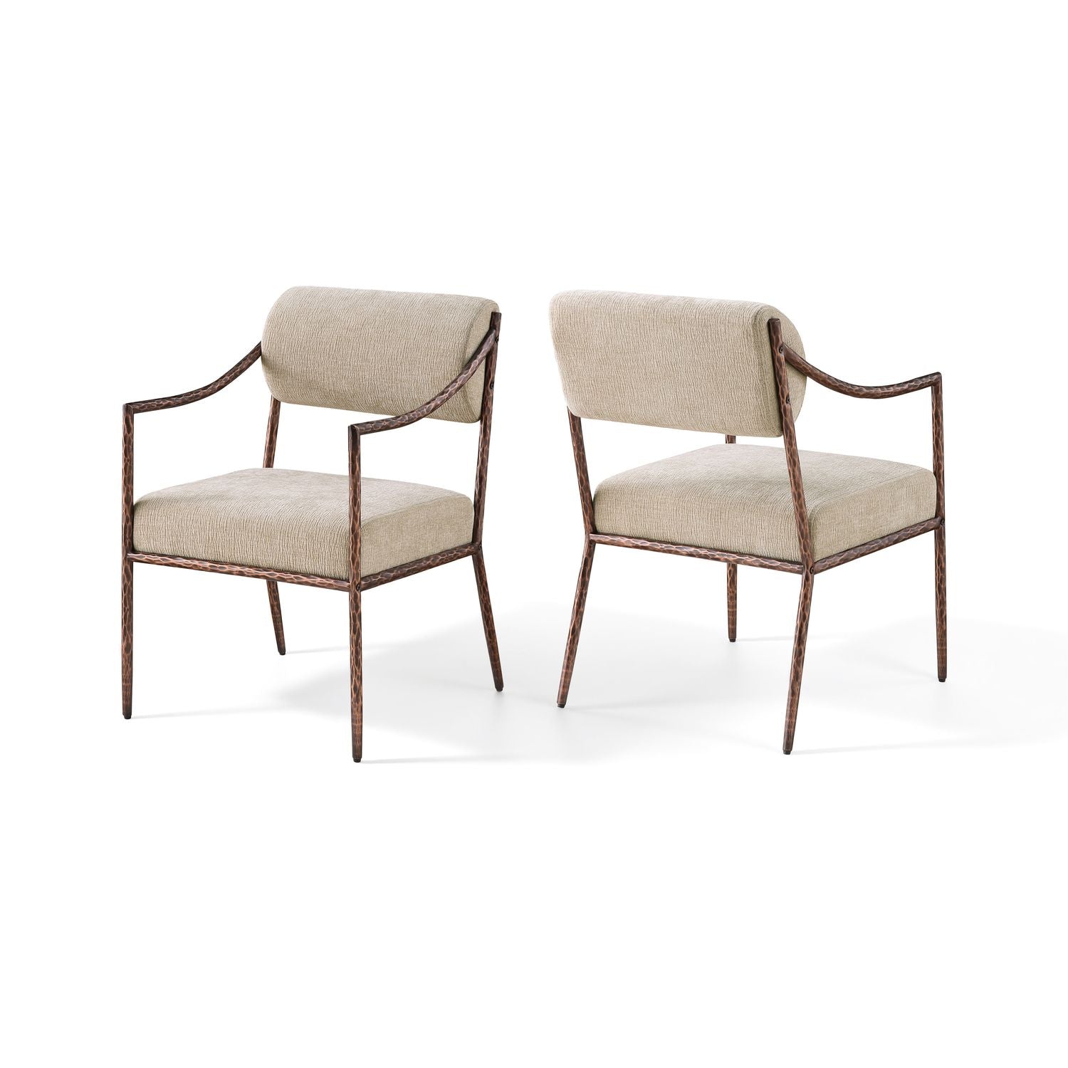 Bastille Beige Chenille Fabric Upholstered Dining Arm Chair