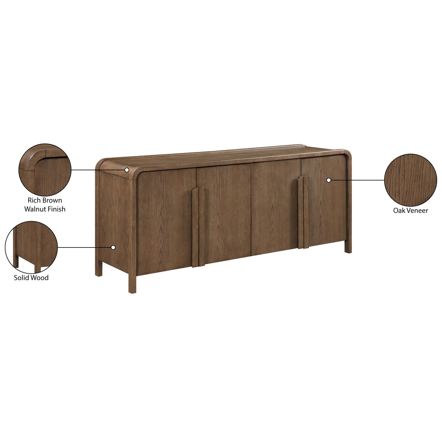 Harmony Brown Oak Veneer And Solid Wood Sideboard/Buffet
