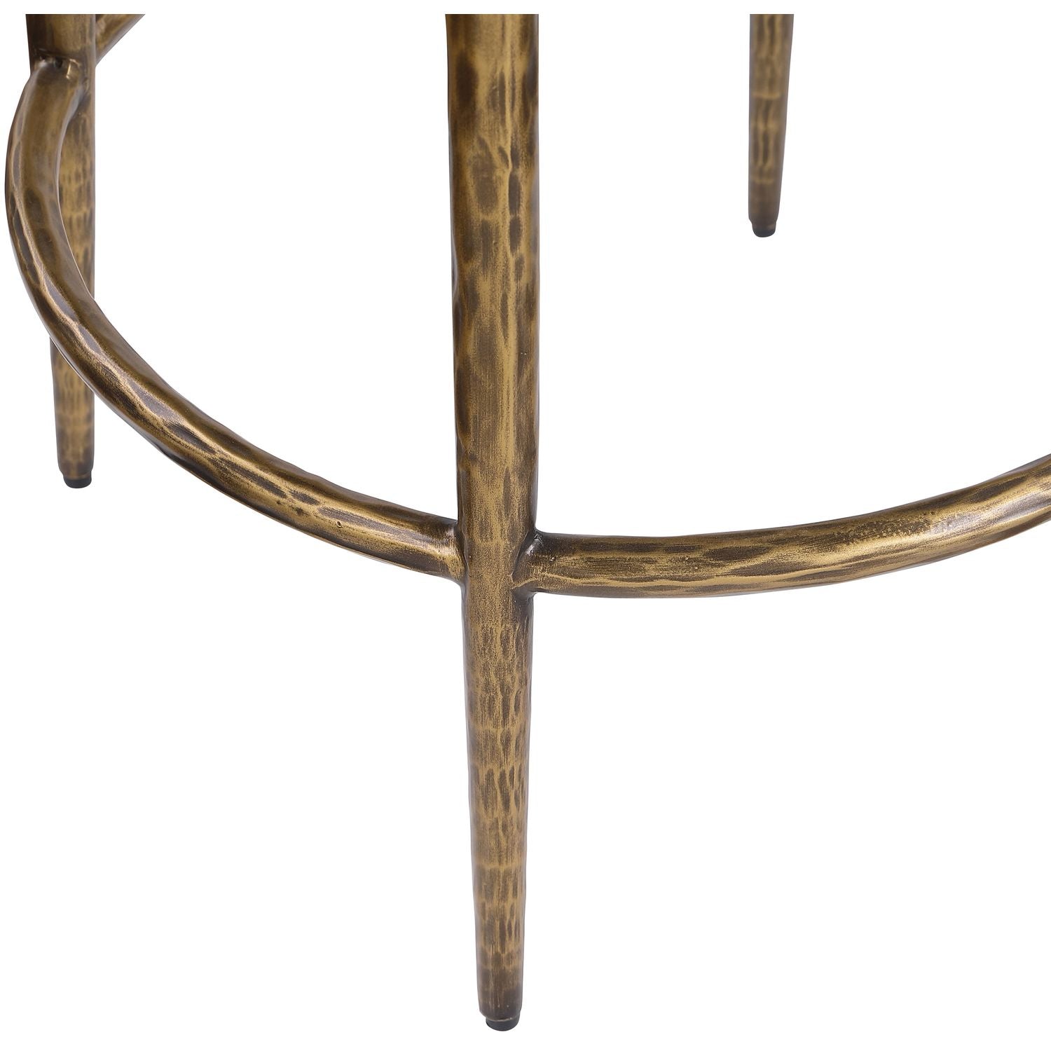 Ferro Performance Fabric Upholstered Bar Stool — Beige / Antique Brass