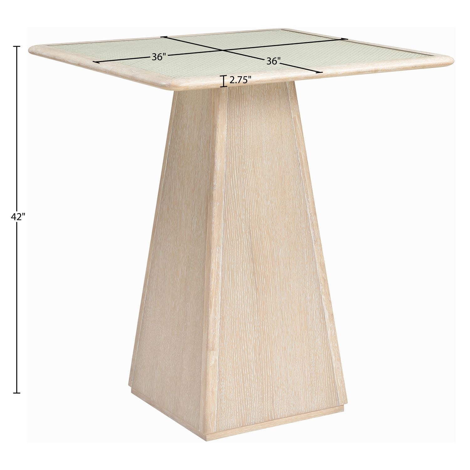 Atrium Glass And Cane Top With Solid Wood Base Bar Height Table — Natural
