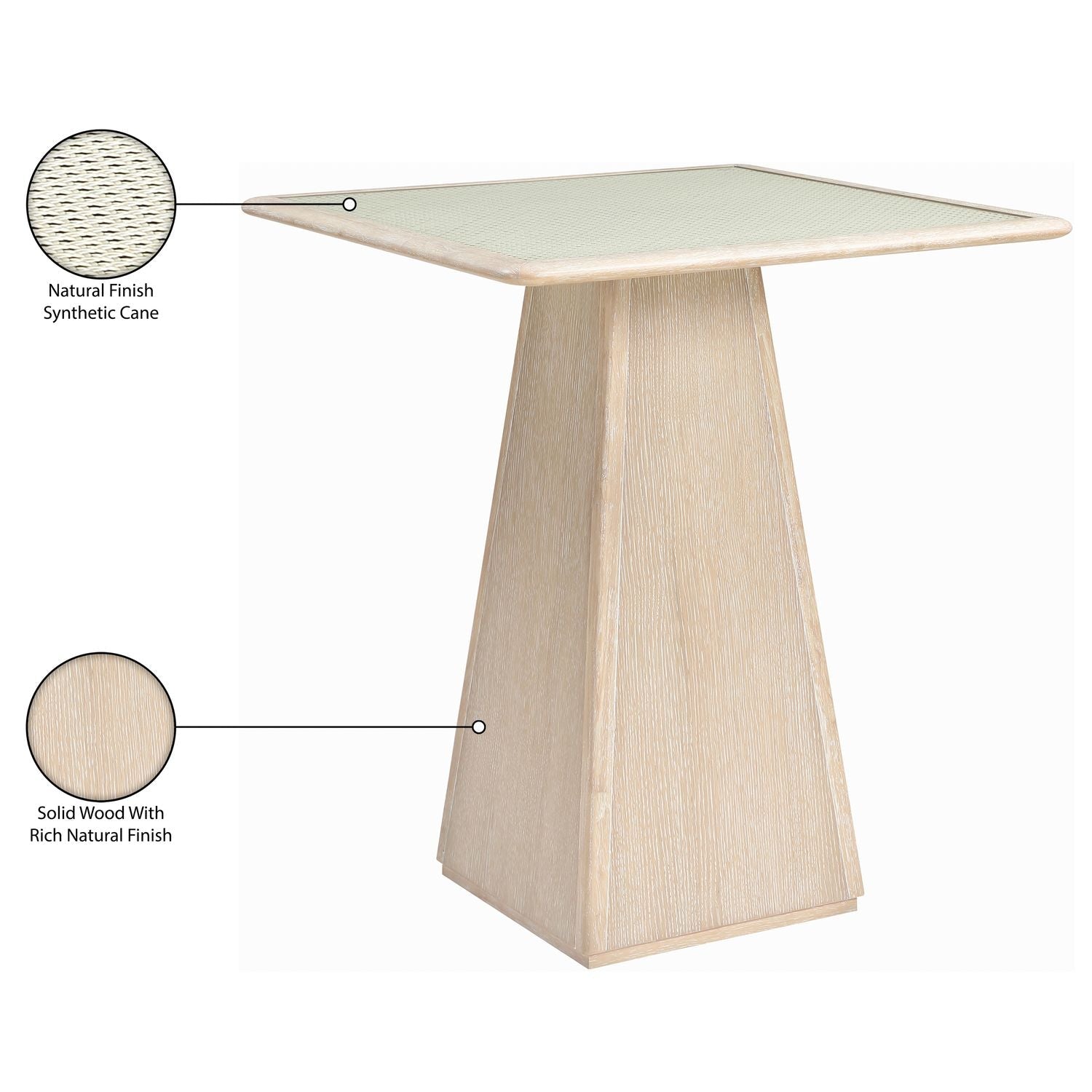 Atrium Glass And Cane Top With Solid Wood Base Bar Height Table — Natural