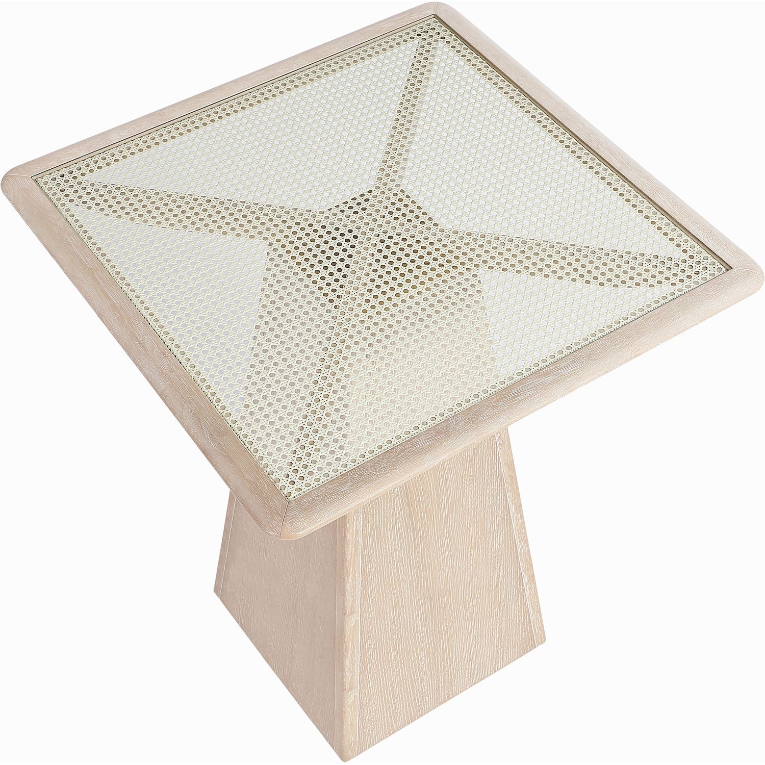 Atrium Glass And Cane Top With Solid Wood Base Bar Height Table — Natural