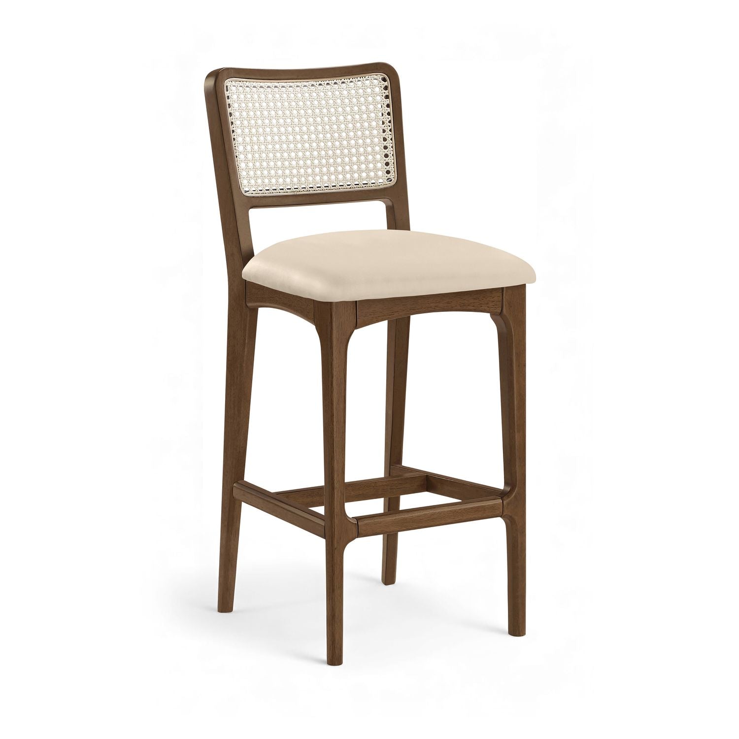 Atrium Cane Back And Vegan Leather Upholstered Bar Stool