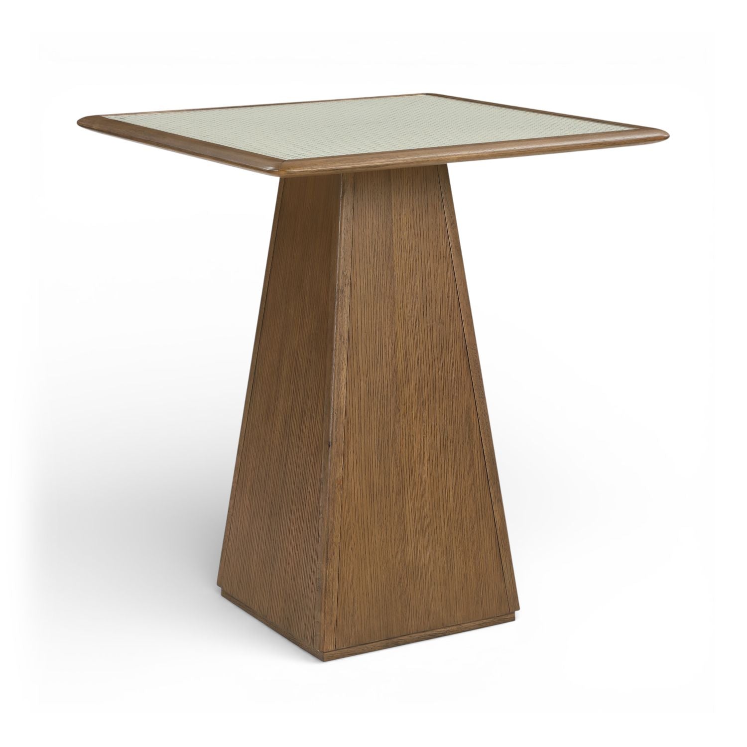 Atrium Glass And Cane Top With Solid Wood Base Bar Height Table