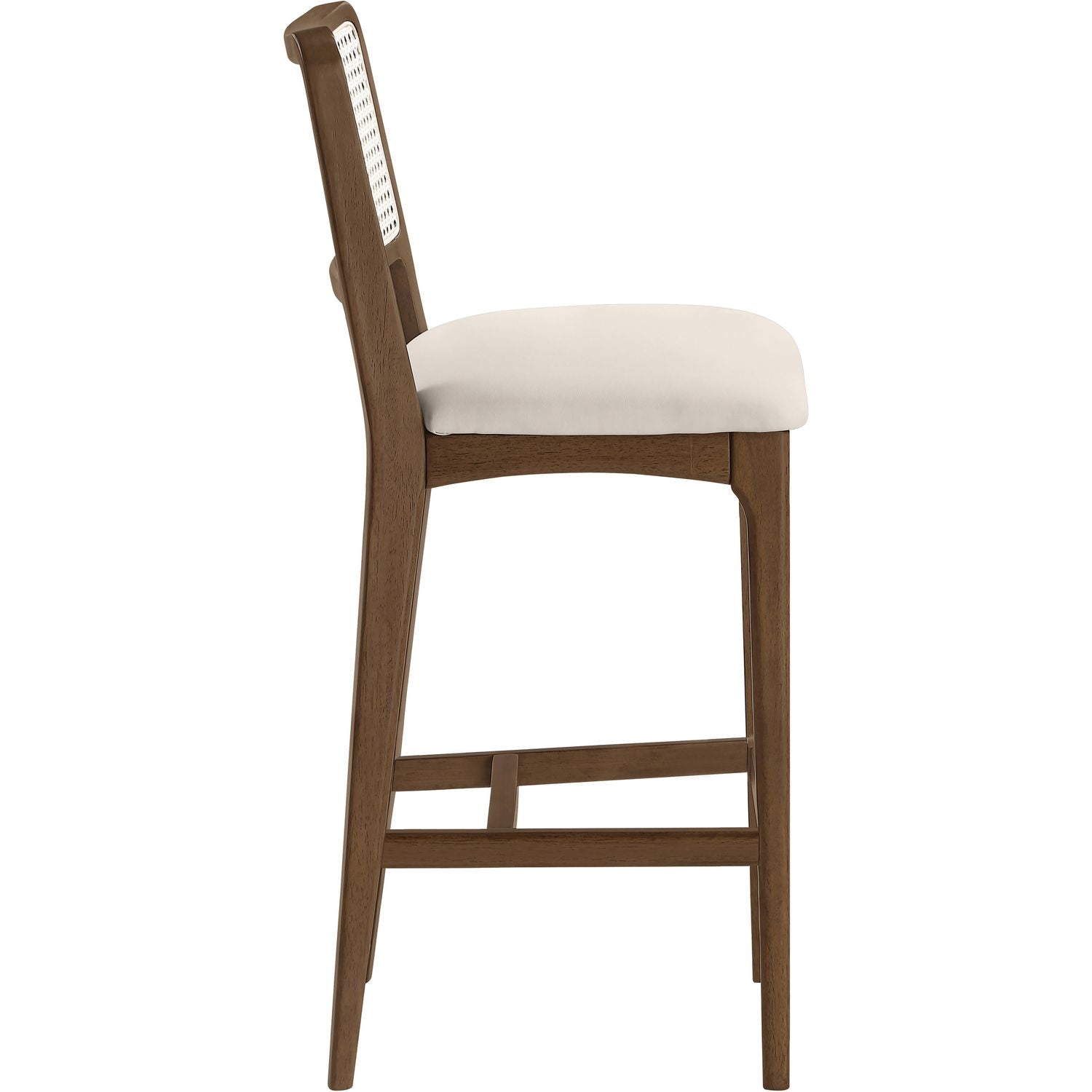 Atrium Cane Back And Vegan Leather Upholstered Bar Stool — Cream / Brushed Brown