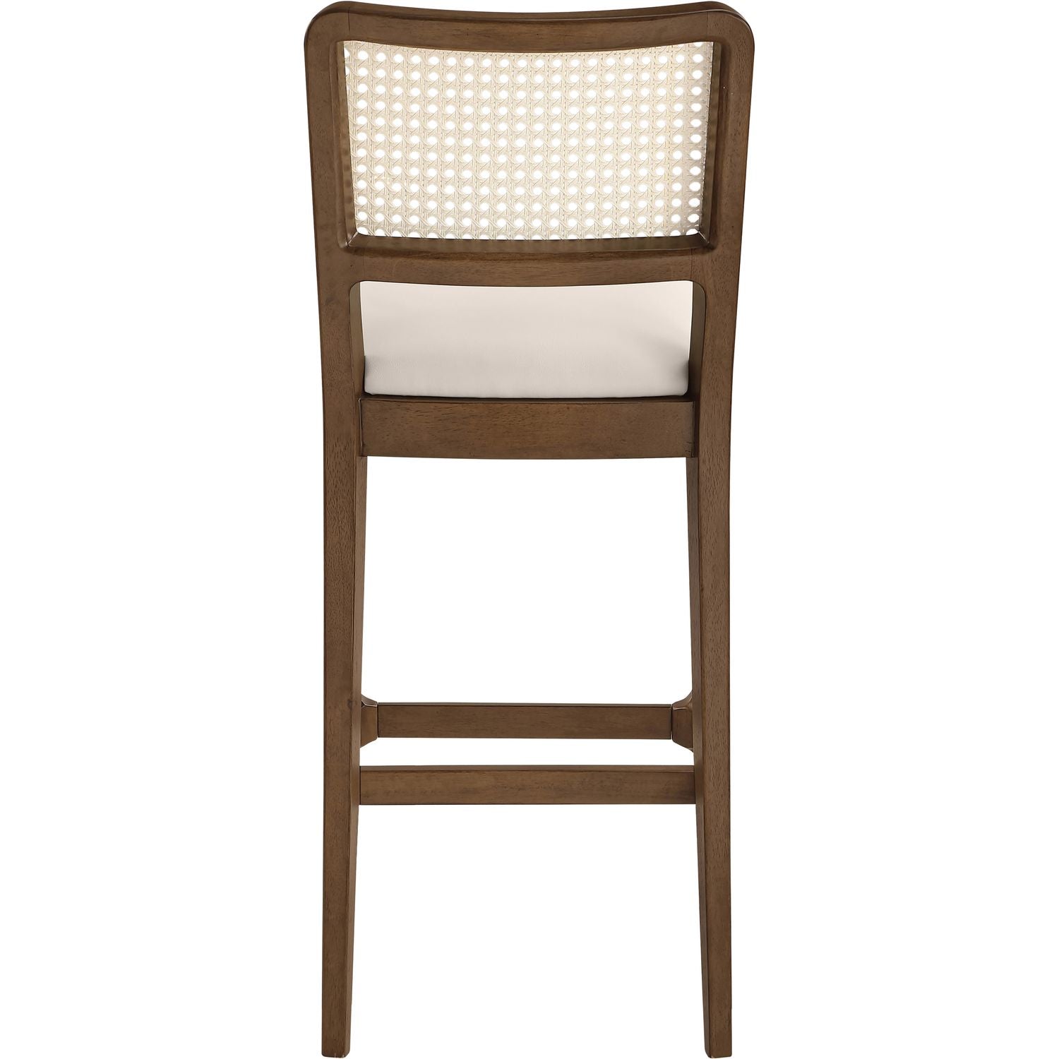 Atrium Cane Back And Vegan Leather Upholstered Bar Stool — Cream / Brushed Brown