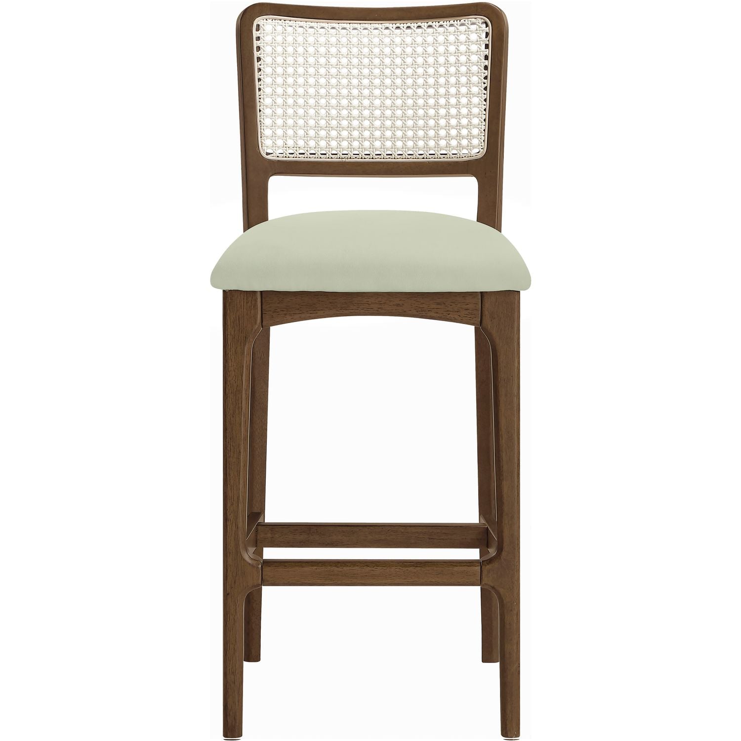 Atrium Cane Back And Vegan Leather Upholstered Bar Stool — Mint / Brushed Brown