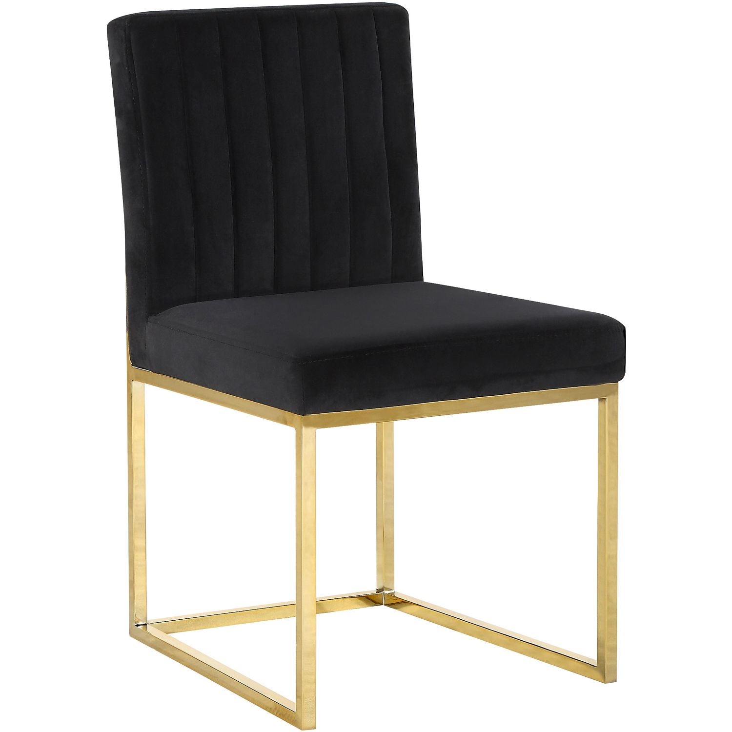 Giselle Velvet Upholstered Dining Chair — Black / Gold