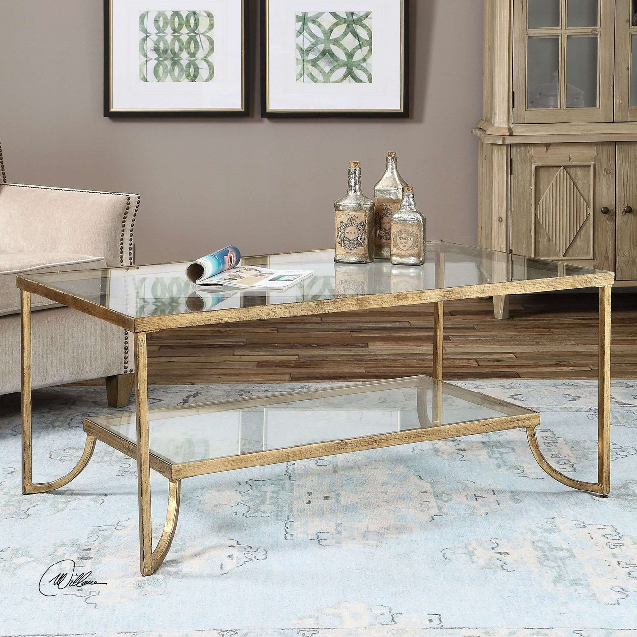 Uttermost Katina Gold Leaf Coffee Table-Uttermost-UTTM-24540-Coffee Tables-2-France and Son